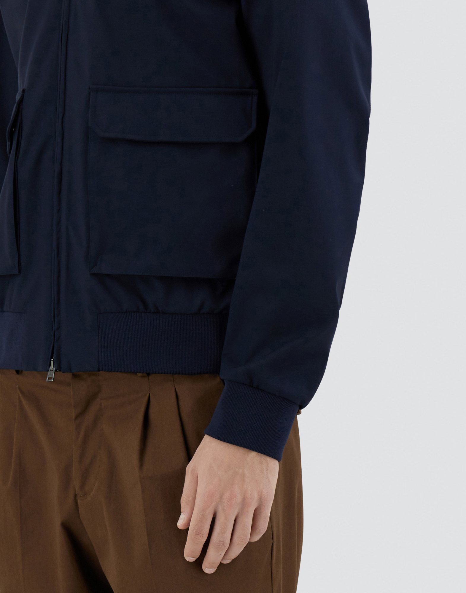 Herno Layered Wool Storm Bomber Jacket In Blue