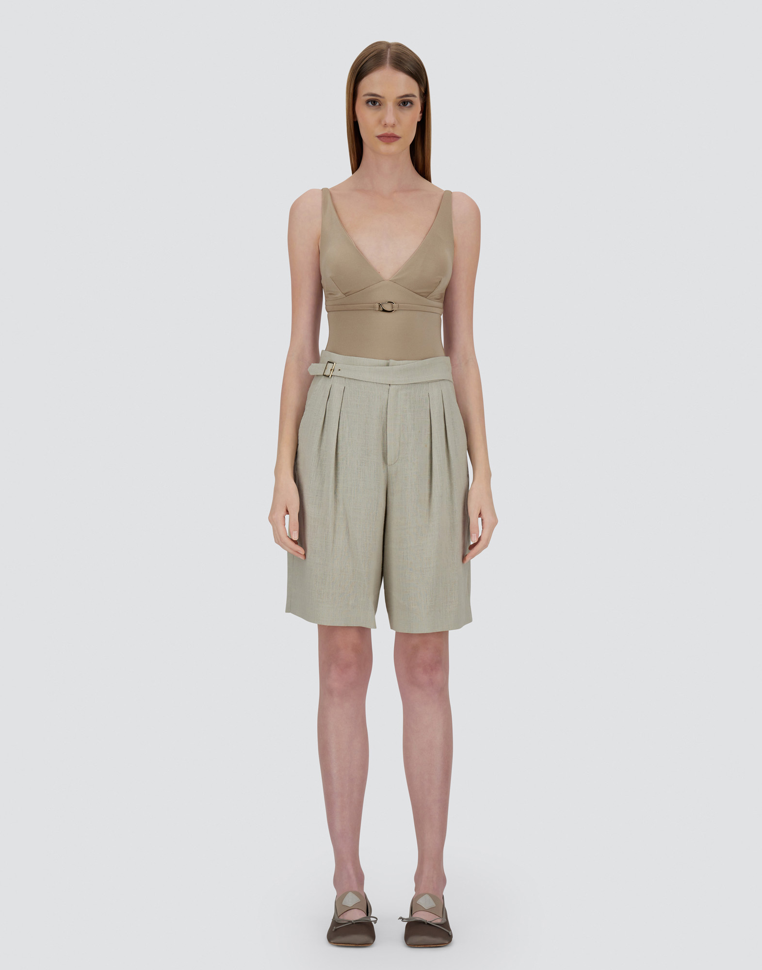 Herno Linen-blend Shorts In Chantilly