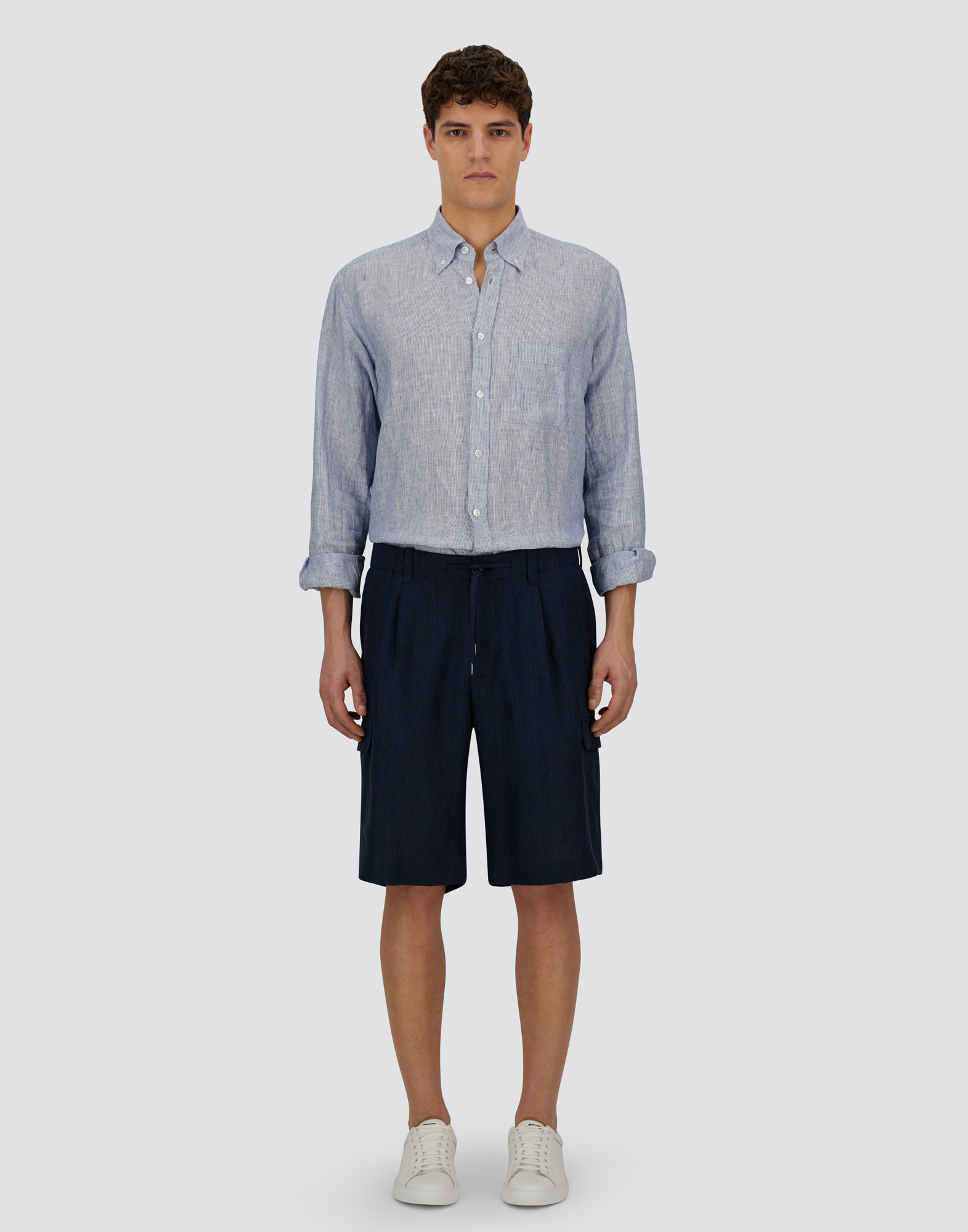 Herno Resort Bermuda Shorts In New Linen In Blue