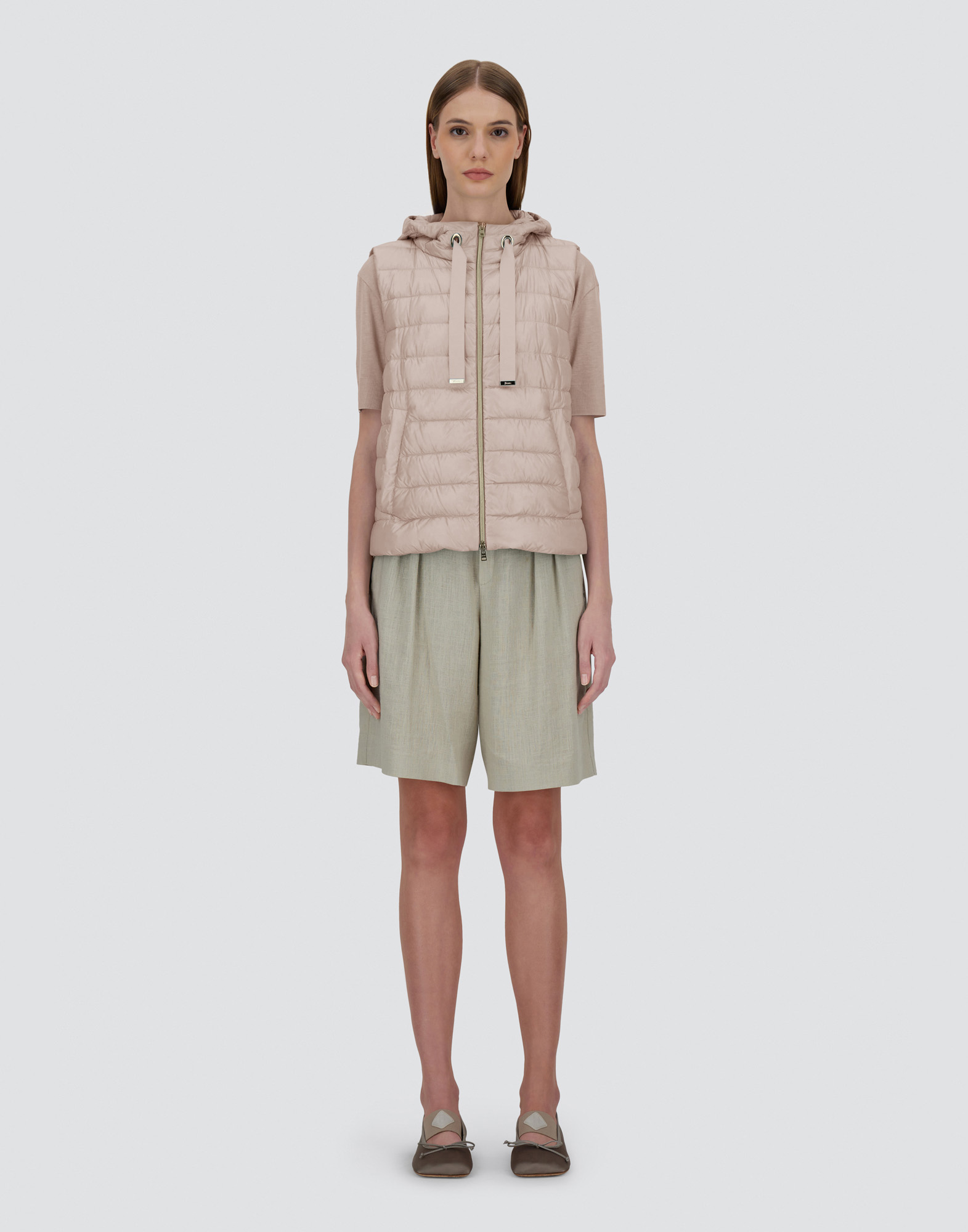 Herno Vest In Nylon Ultralight And Monogram In Chantilly