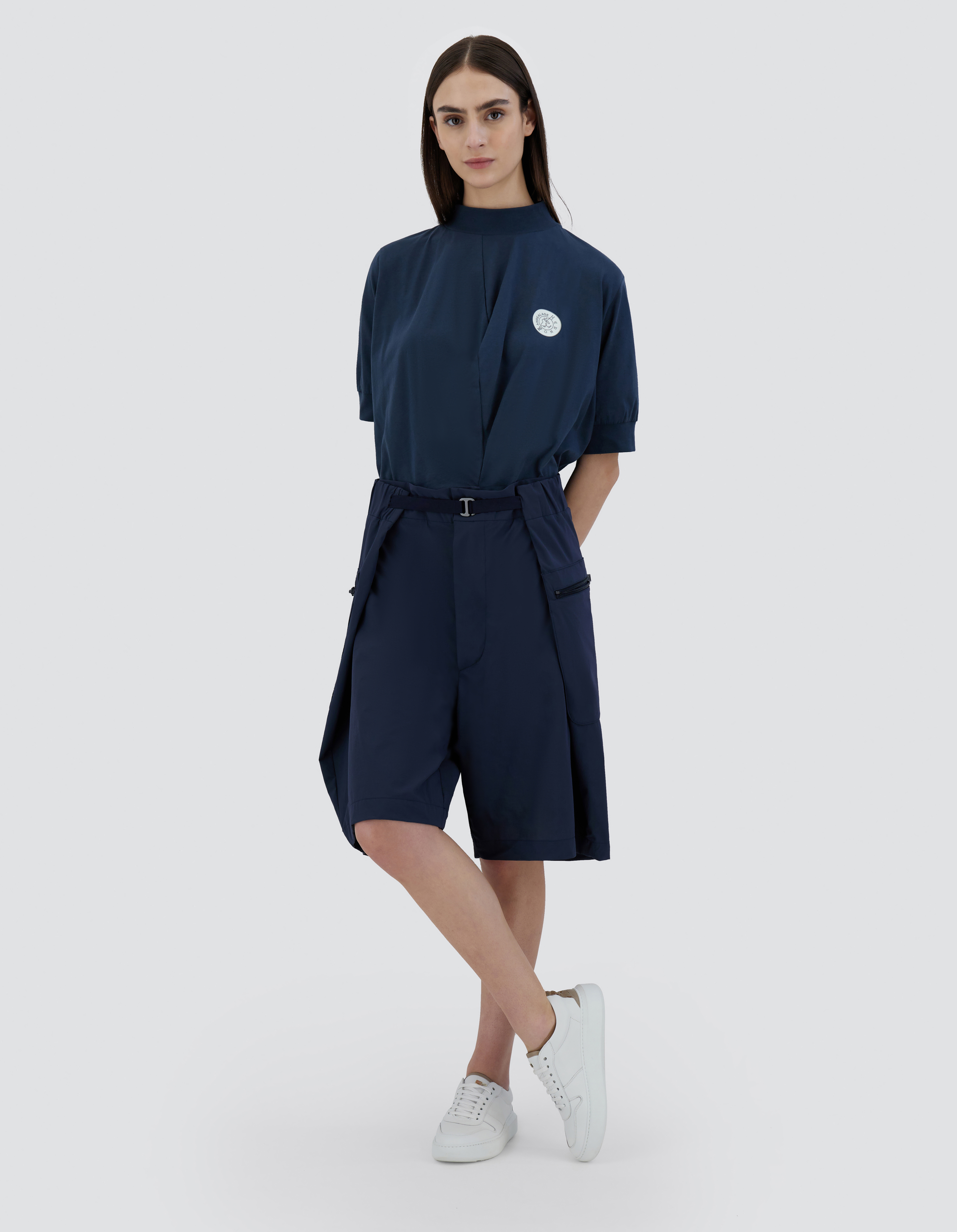 Shop Herno Globe Cropped Trousers In Eco Everyday In Blue