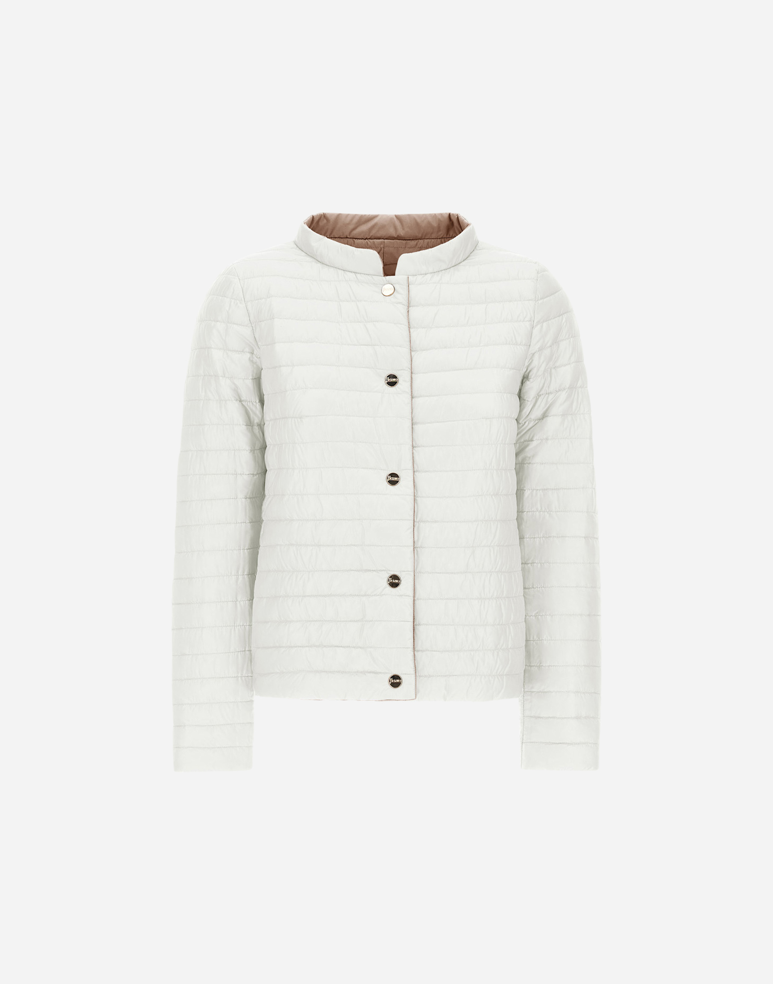 Herno Reversible Jacket In Ecoage And Nylon Ultralight In White/camel