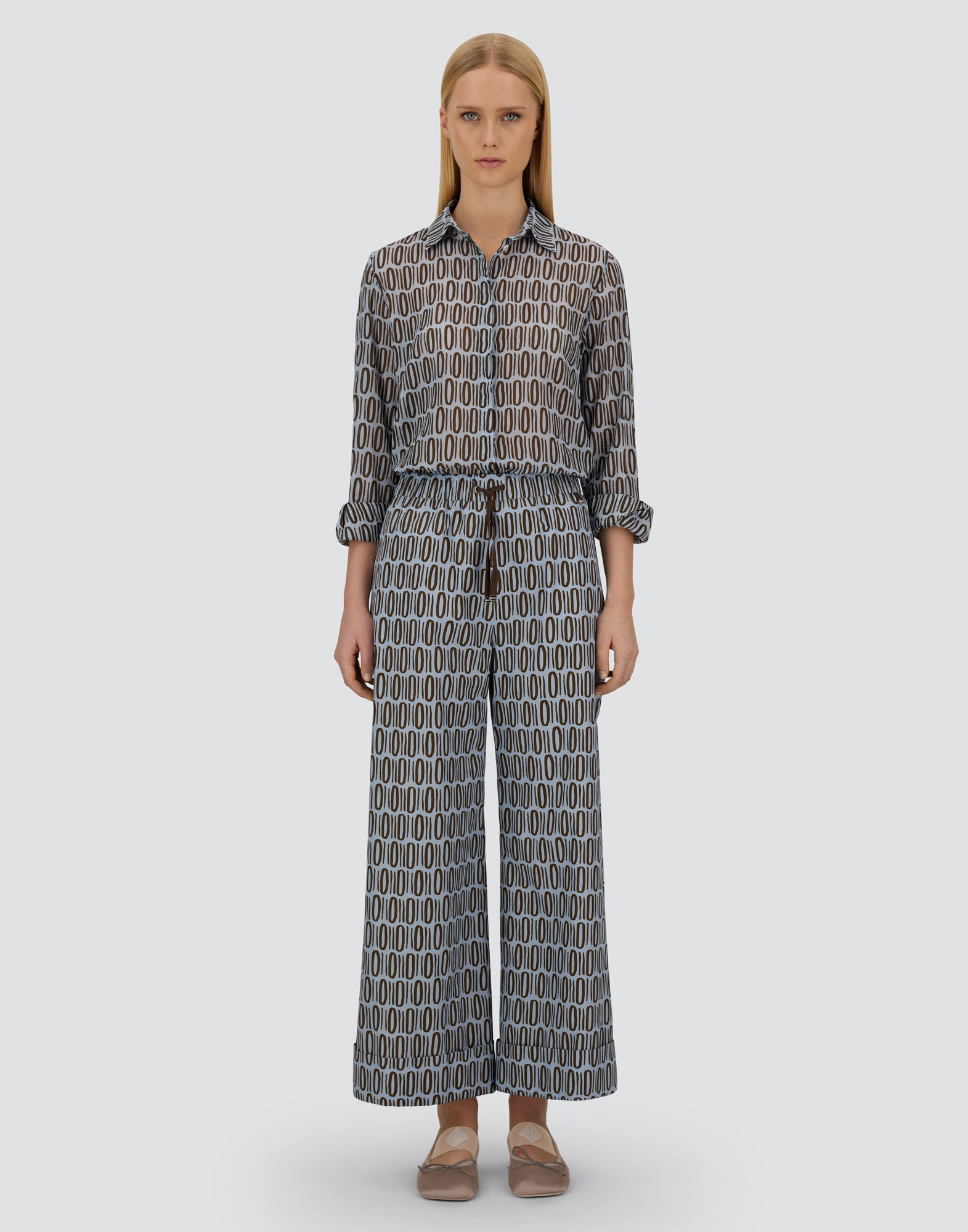 Herno Resort Trousers In Cotton Rectangular Print