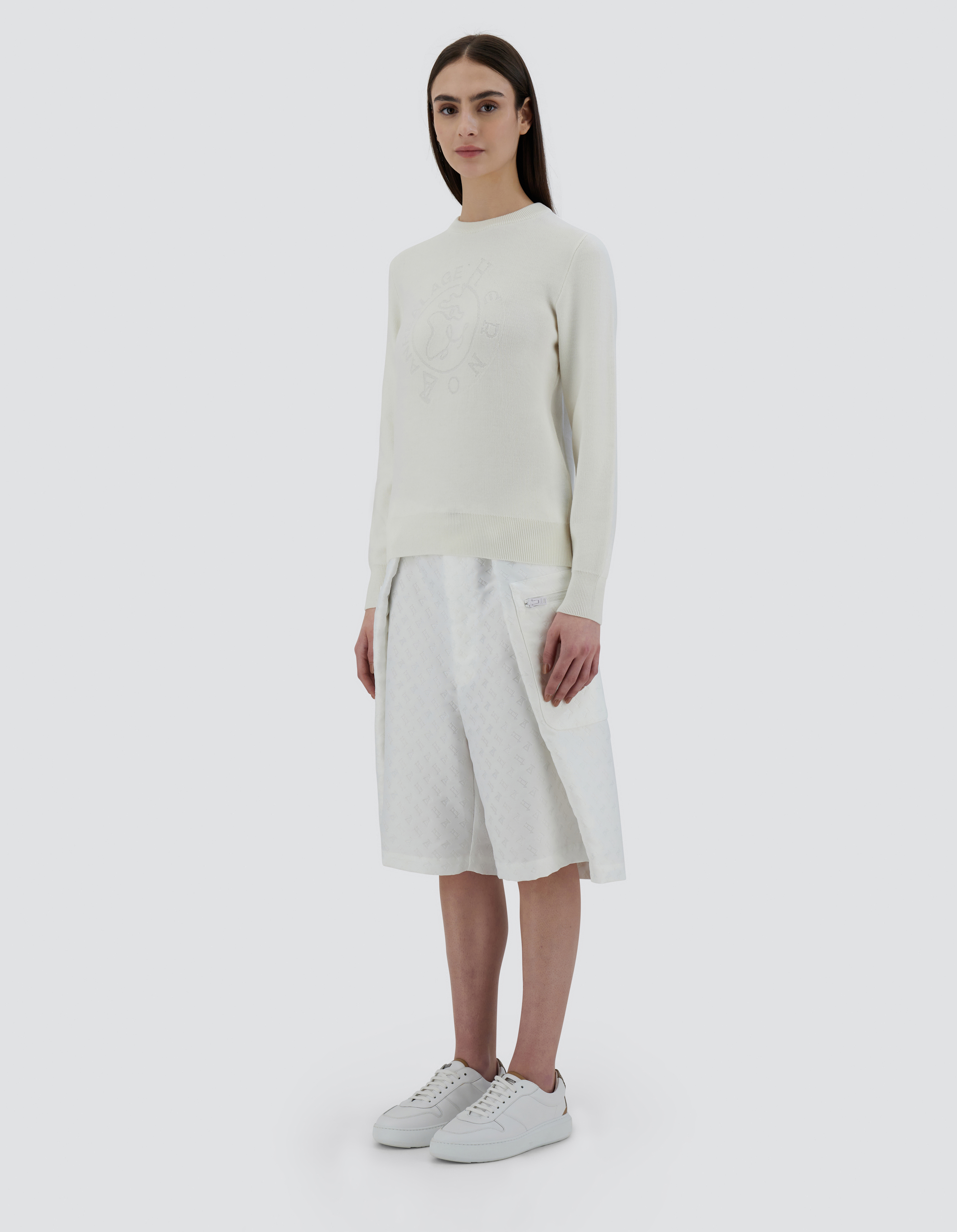 Herno Globe Sweater In Photocromatic Knit In White