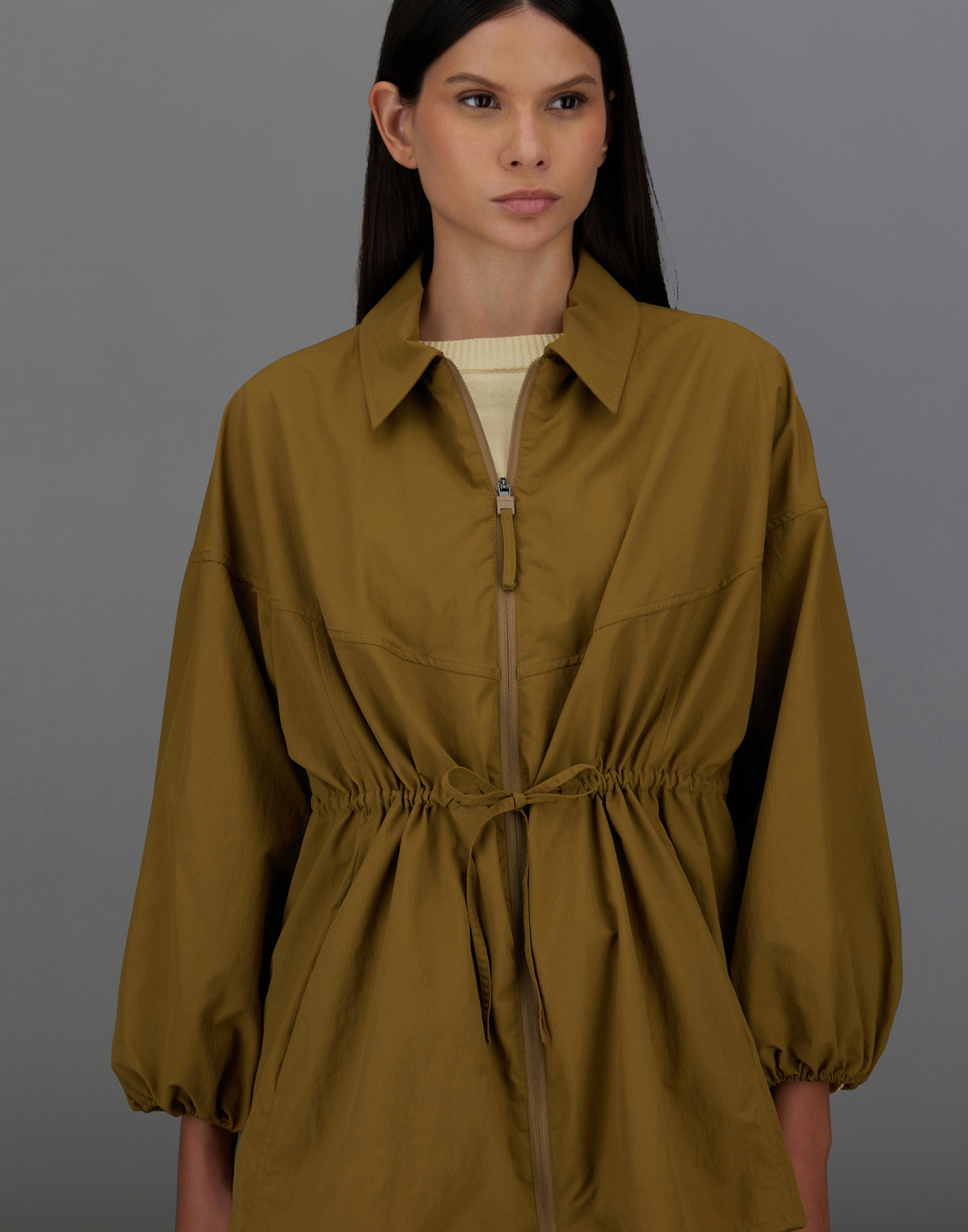 Herno Laminar Shacket In Tech-poplin In Light Brown