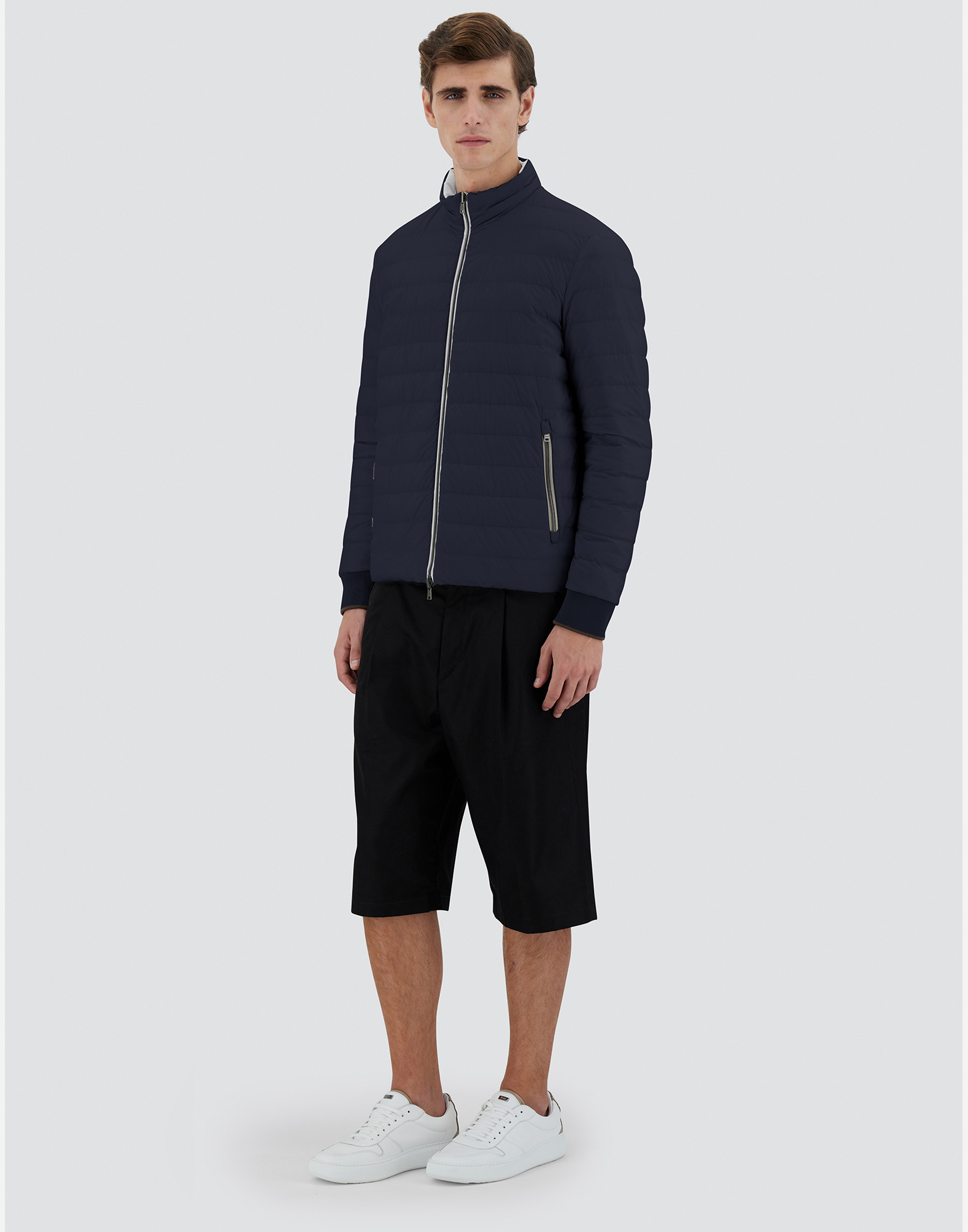 Herno Reversible Cotton Cashmere Rain And Ecoage Bomber In Pearl