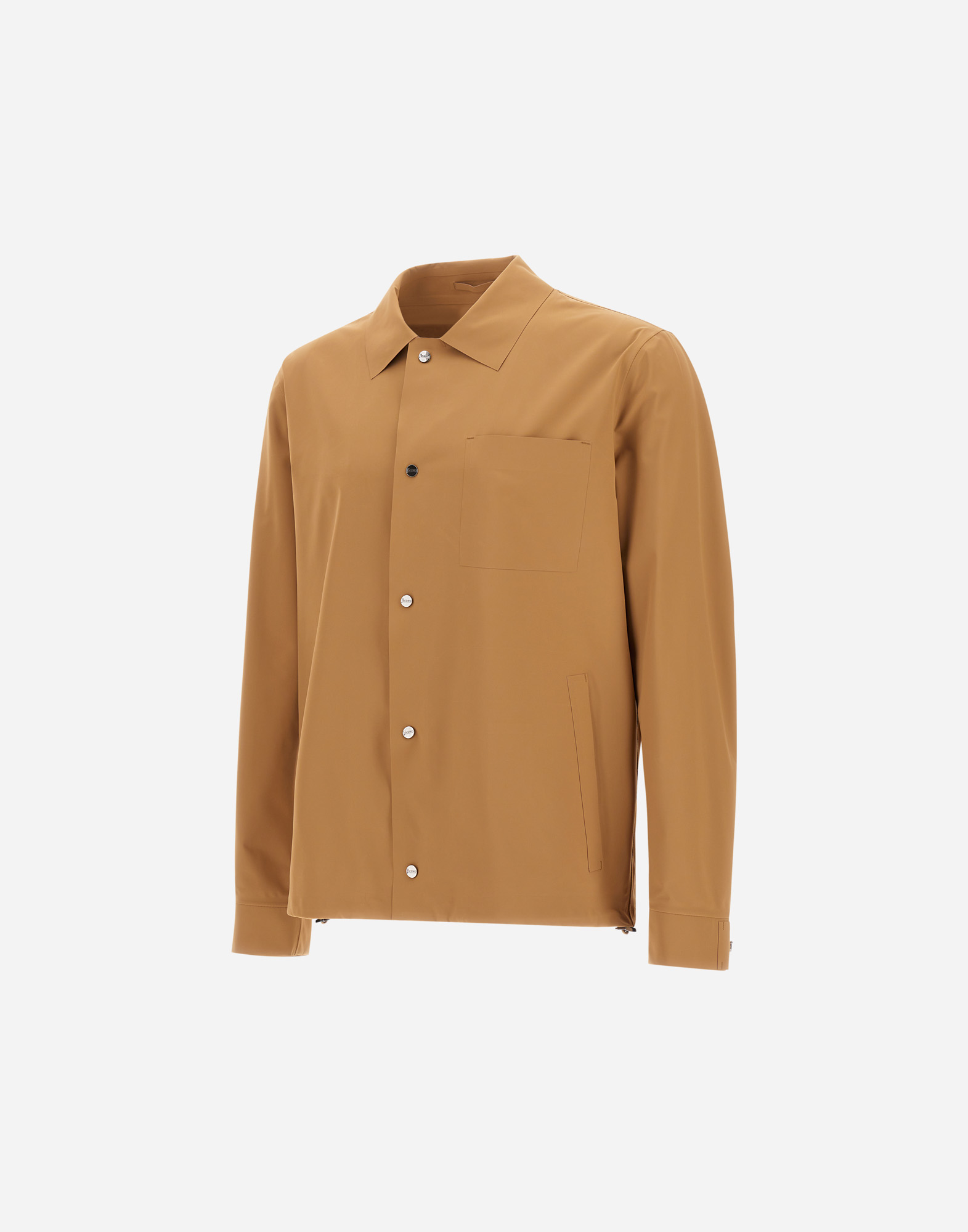 Herno Lightweight Double Bi-stretch Brown Jacket With Classic Collar In Camel