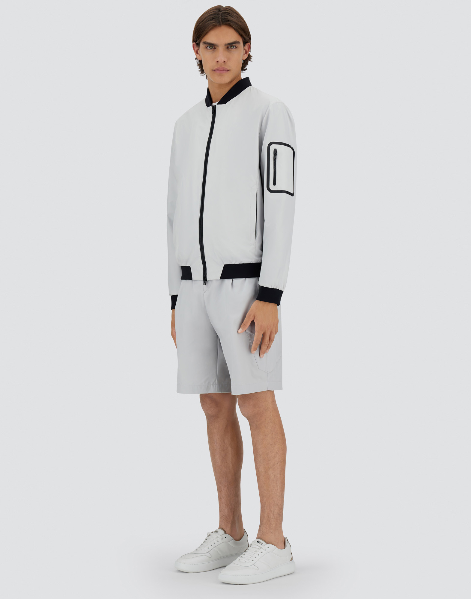 Herno Bomber Jacket In Gore-tex Infinium Windstopper In Ice