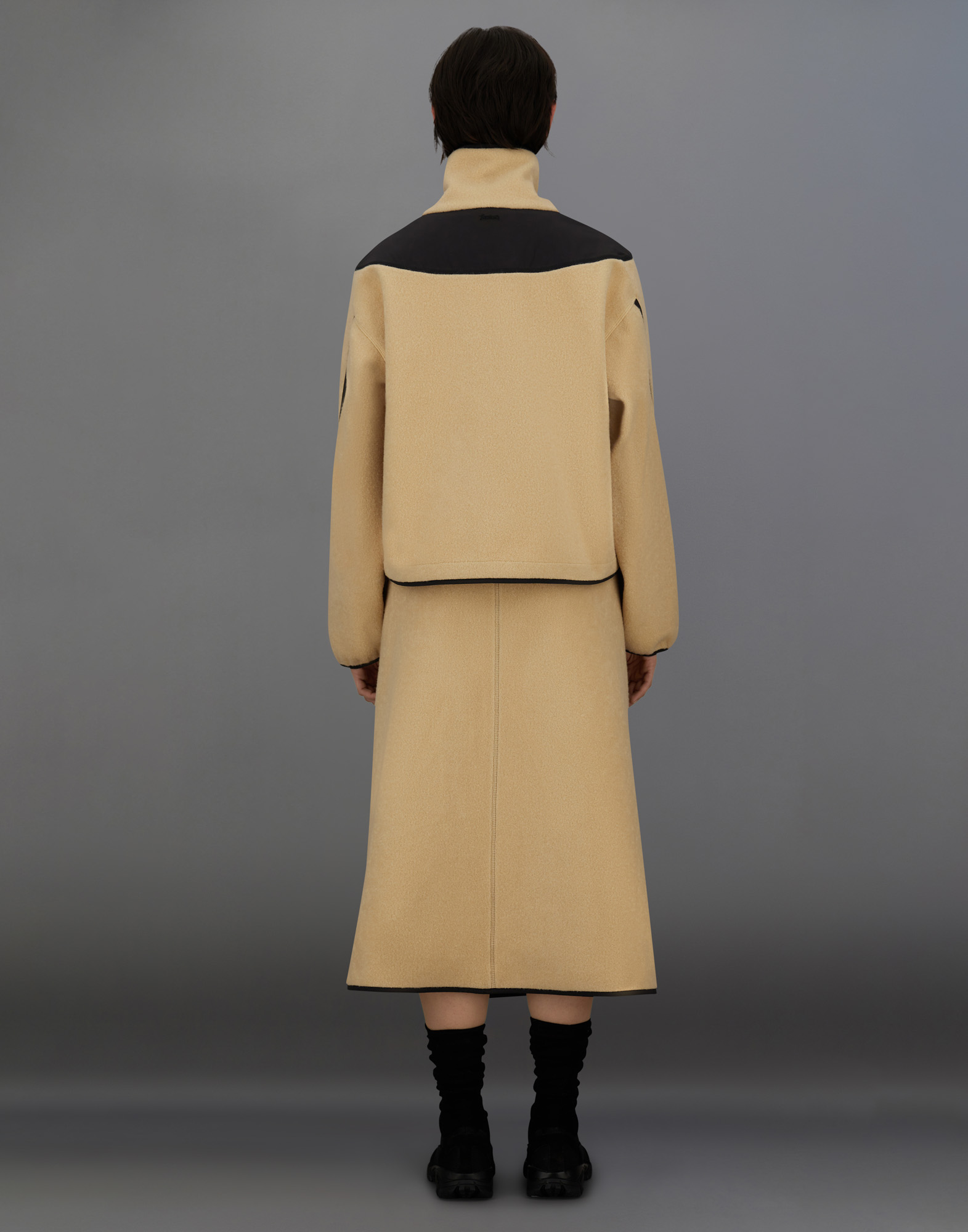 Herno Laminar Polar Fleece And Extra Light Stretch Padded Sweatshirt In Neutral