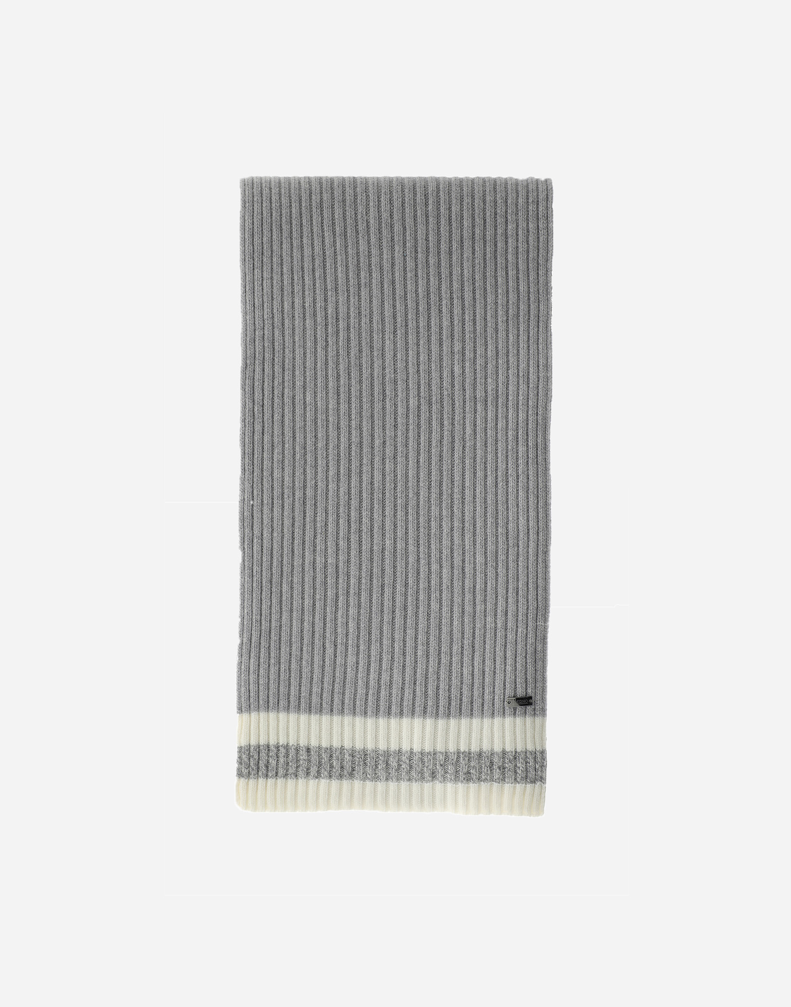 Herno Resort Scarf In Double Rib Wool In Gray