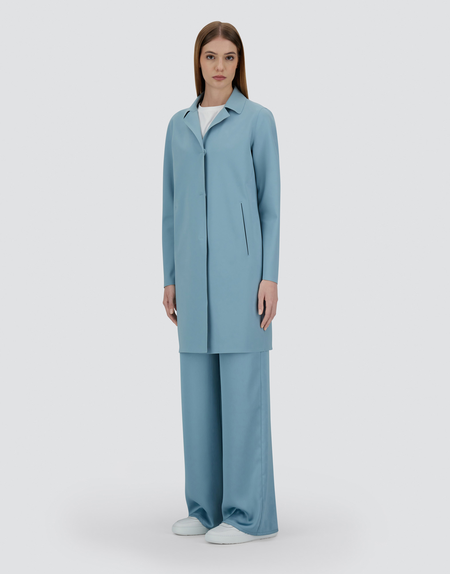 Herno Coat In First-act Pef In Light Blue