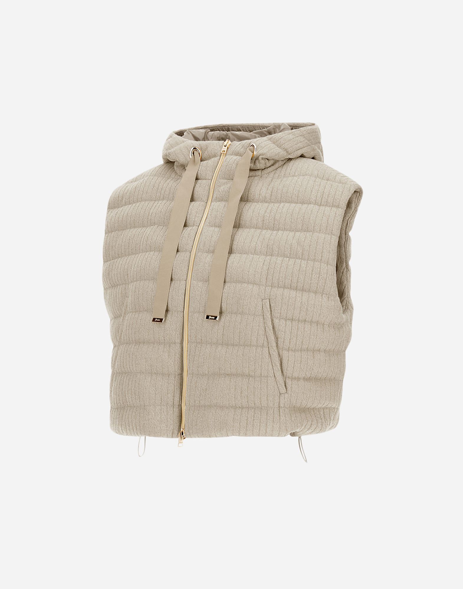 Herno Vest In Shiny Ribbed Knit In Chantilly
