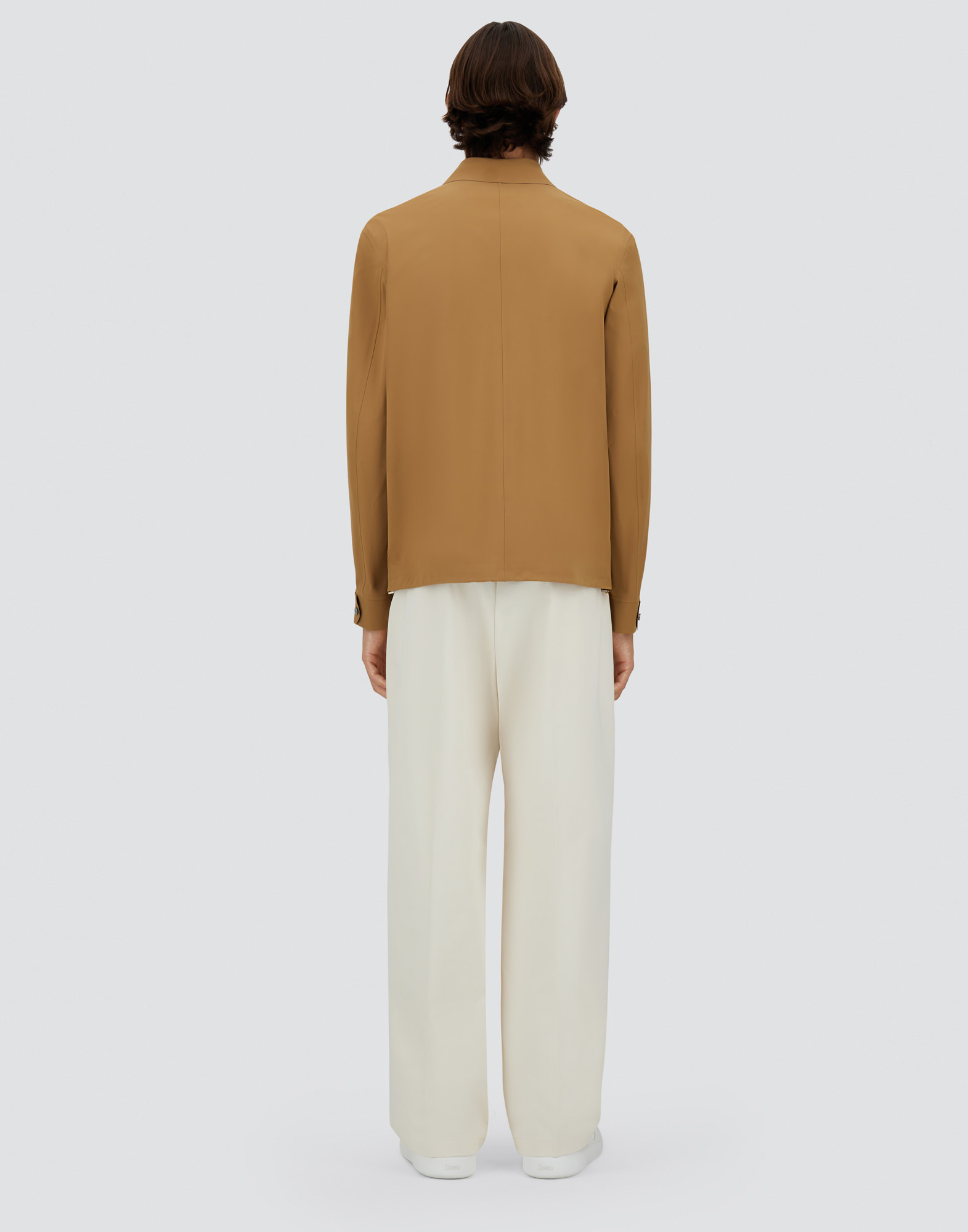 Herno Lightweight Double Bi-stretch Brown Jacket With Classic Collar In Camel