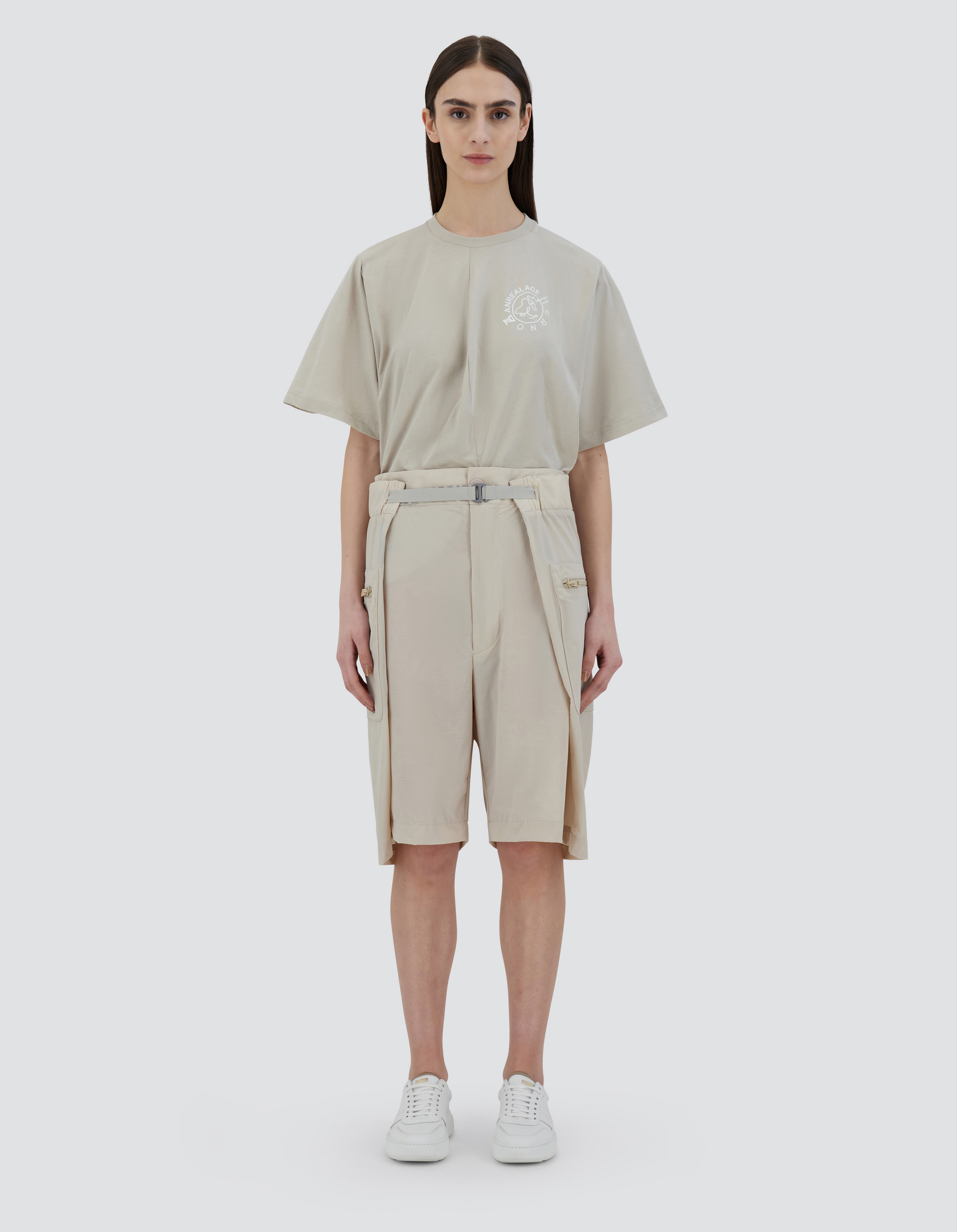Herno Globe Cropped Trousers In Eco Everyday In Light Beige