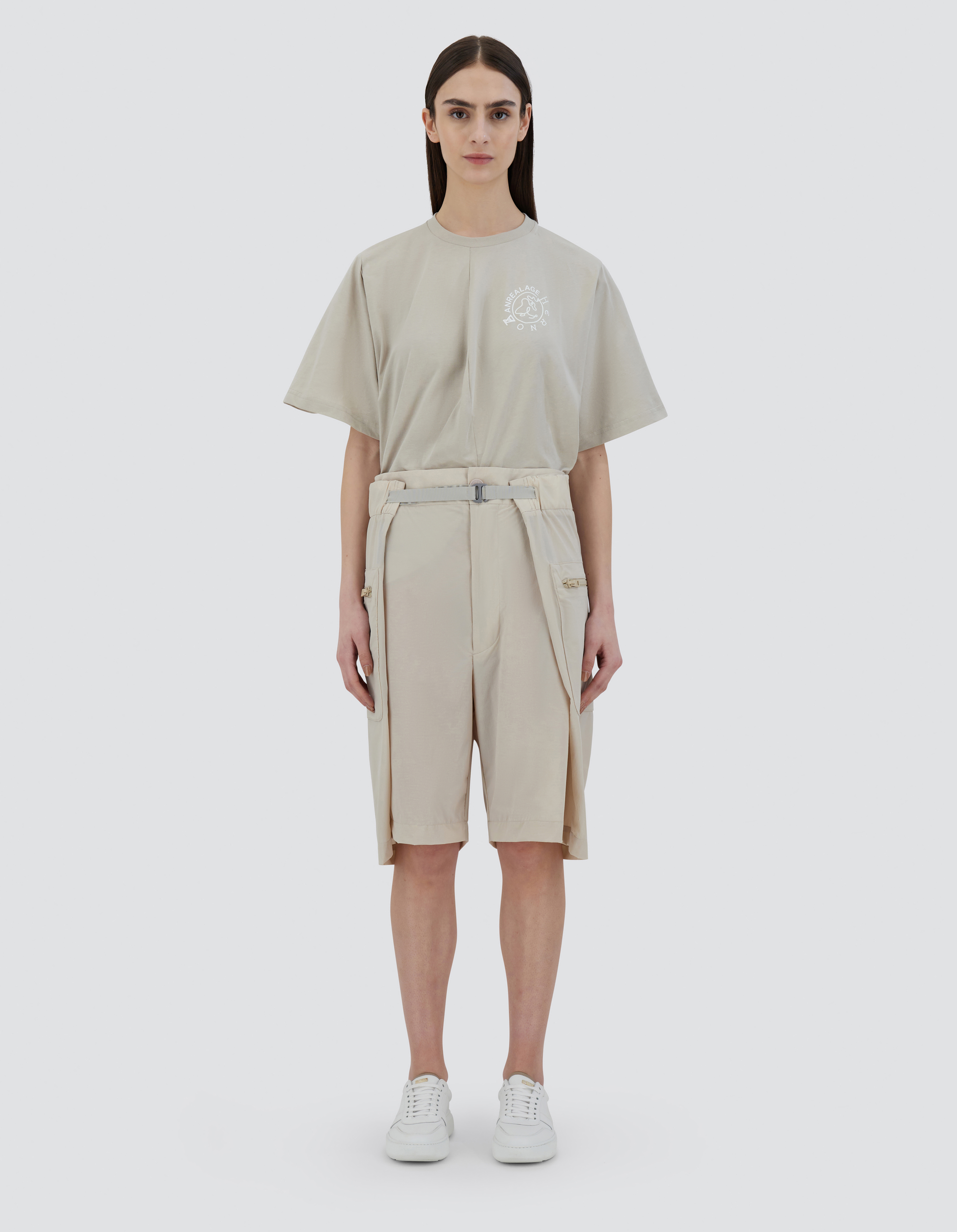 Shop Herno Globe Cropped Trousers In Eco Everyday In Light Beige