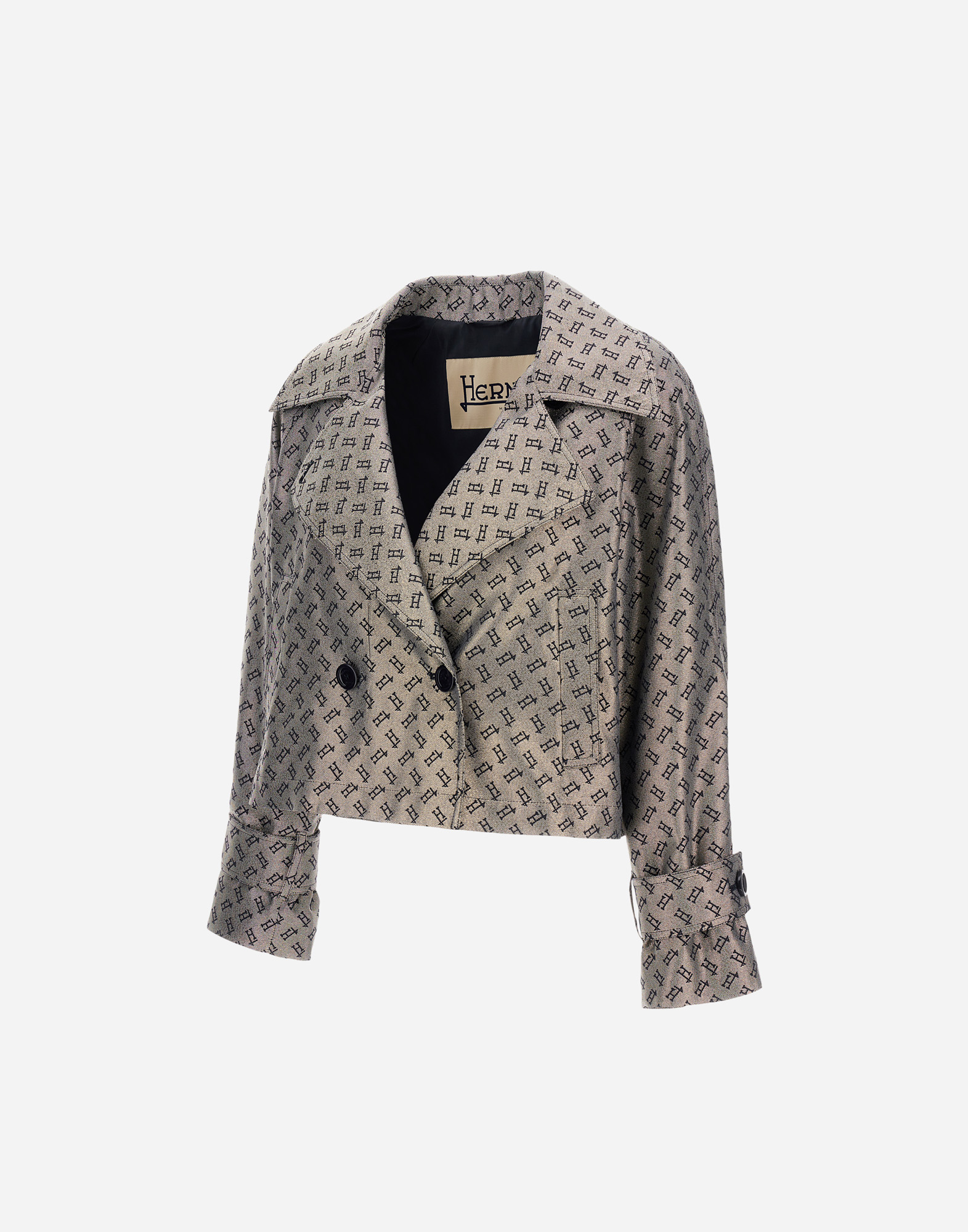 Herno Jacket In Monogram Lurex In Golden/blue