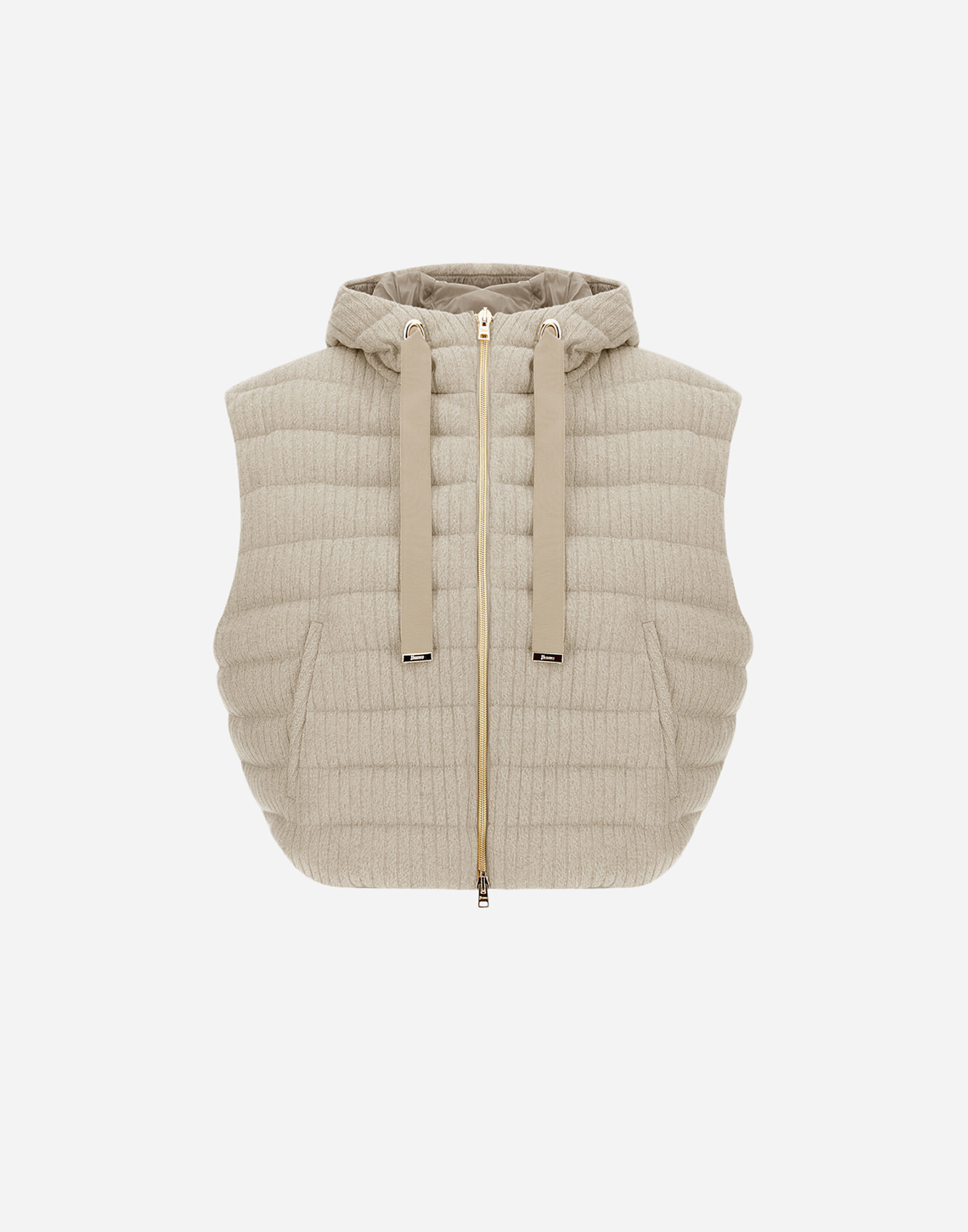 Herno Vest In Shiny Ribbed Knit In Chantilly