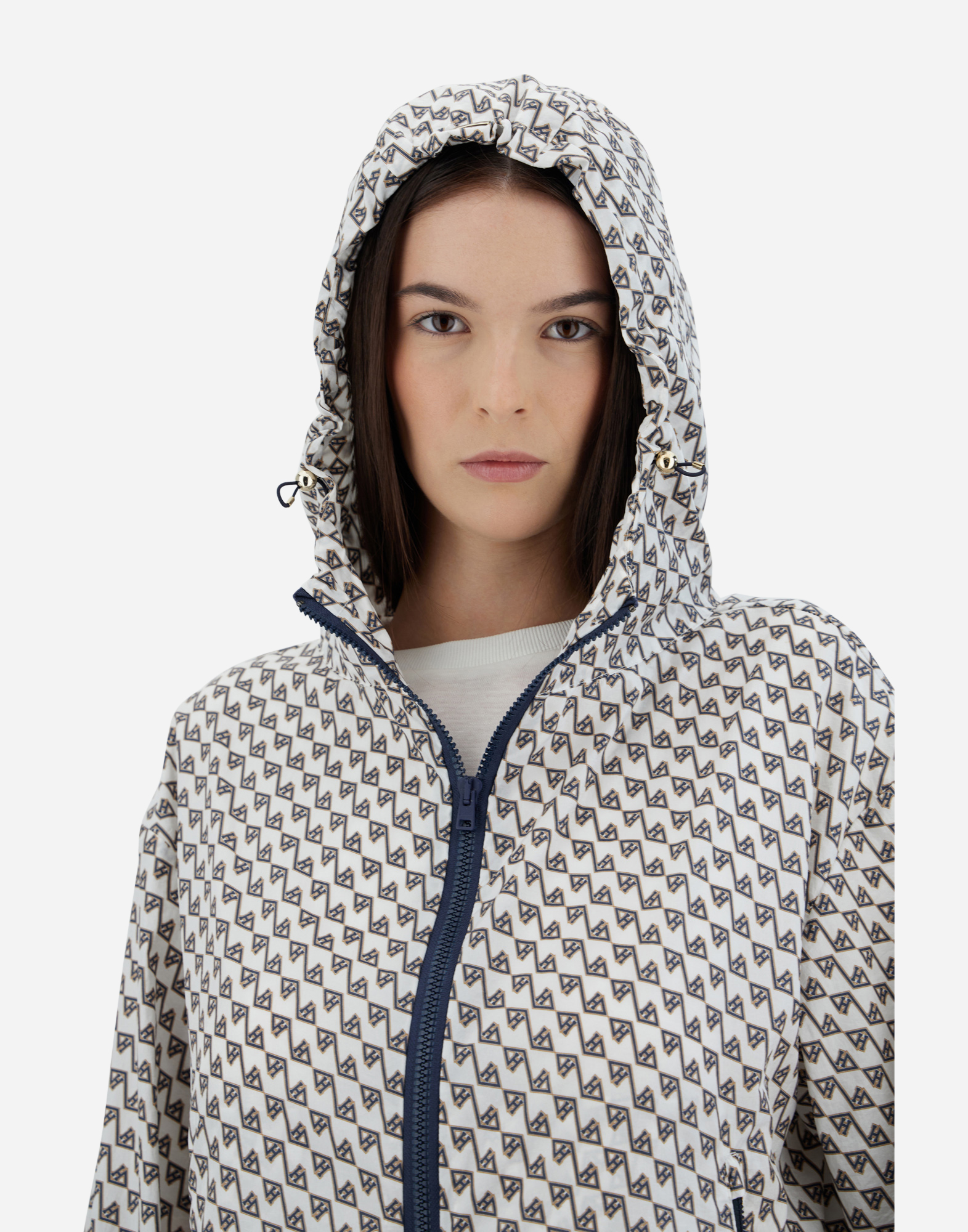 Herno Printex H Bomber Jacket In White/blue