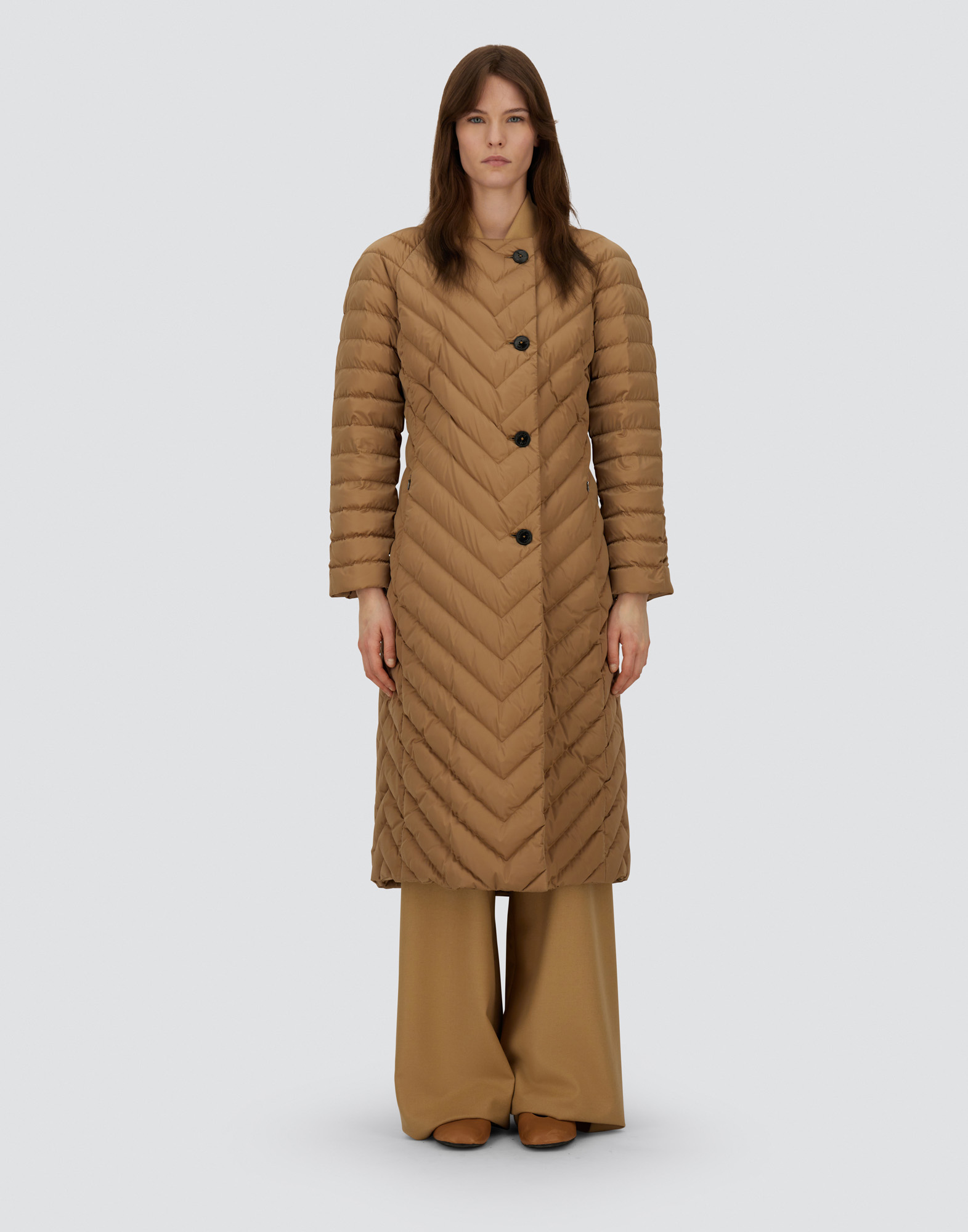 Herno Satin Coat In Brown