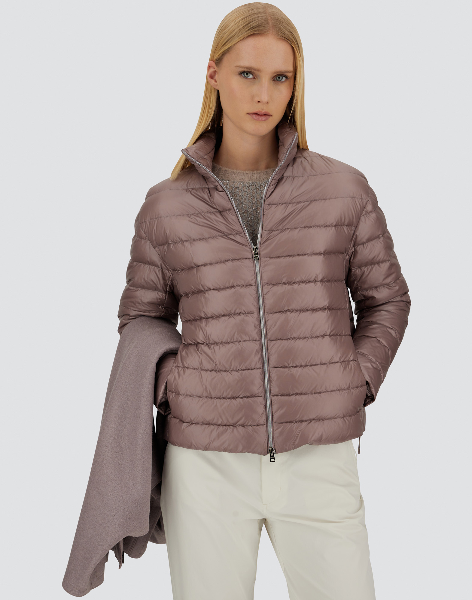 Herno Resort Cape In Felted Wool & Nylon Ultralight