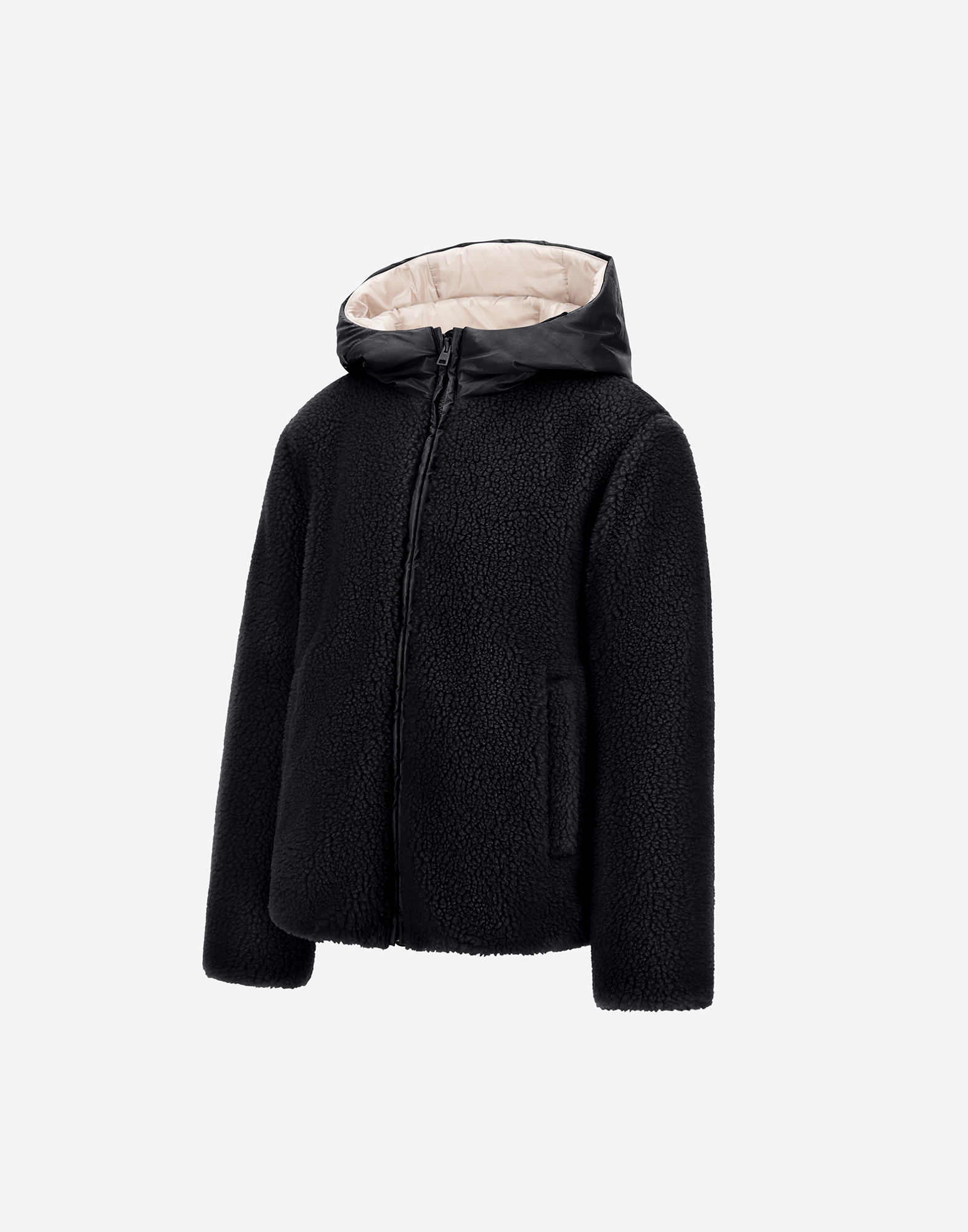 Herno Jacket In Gloss And Teddy Fabric In Black
