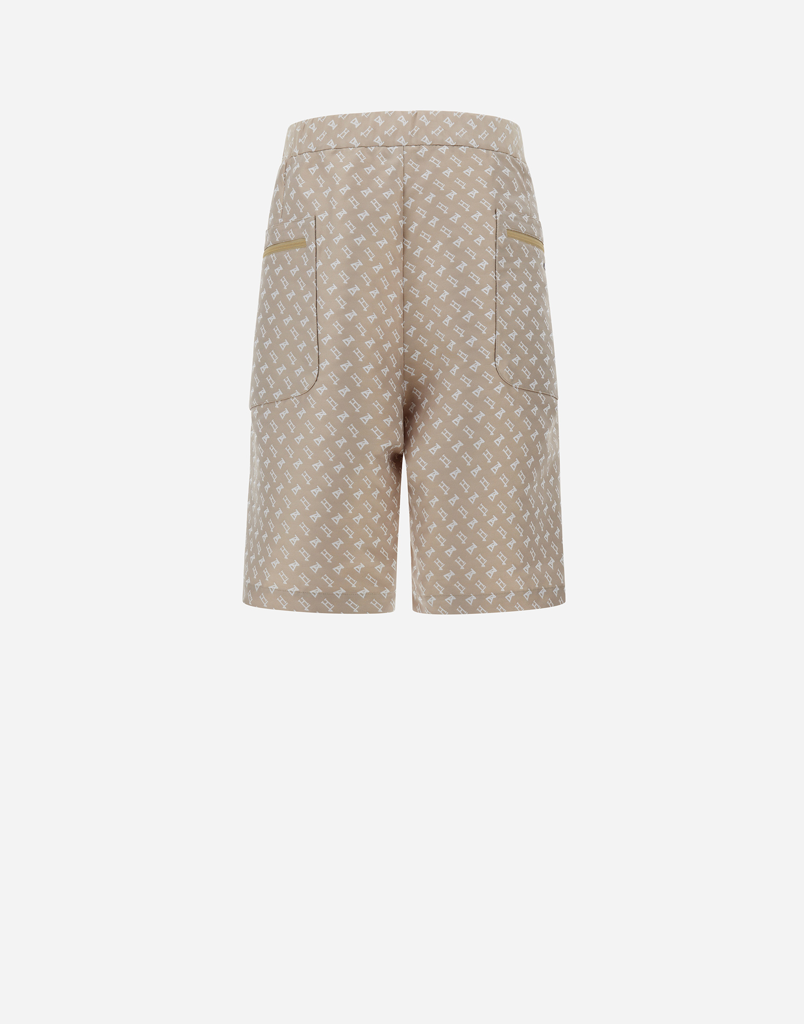 Herno Globe Cropped Trousers In Photocromatic Monogram In Light Beige