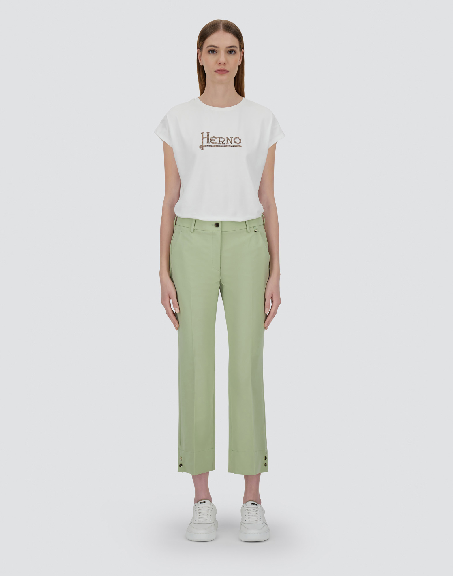 Herno Trousers In Viscose Effect In Light Green