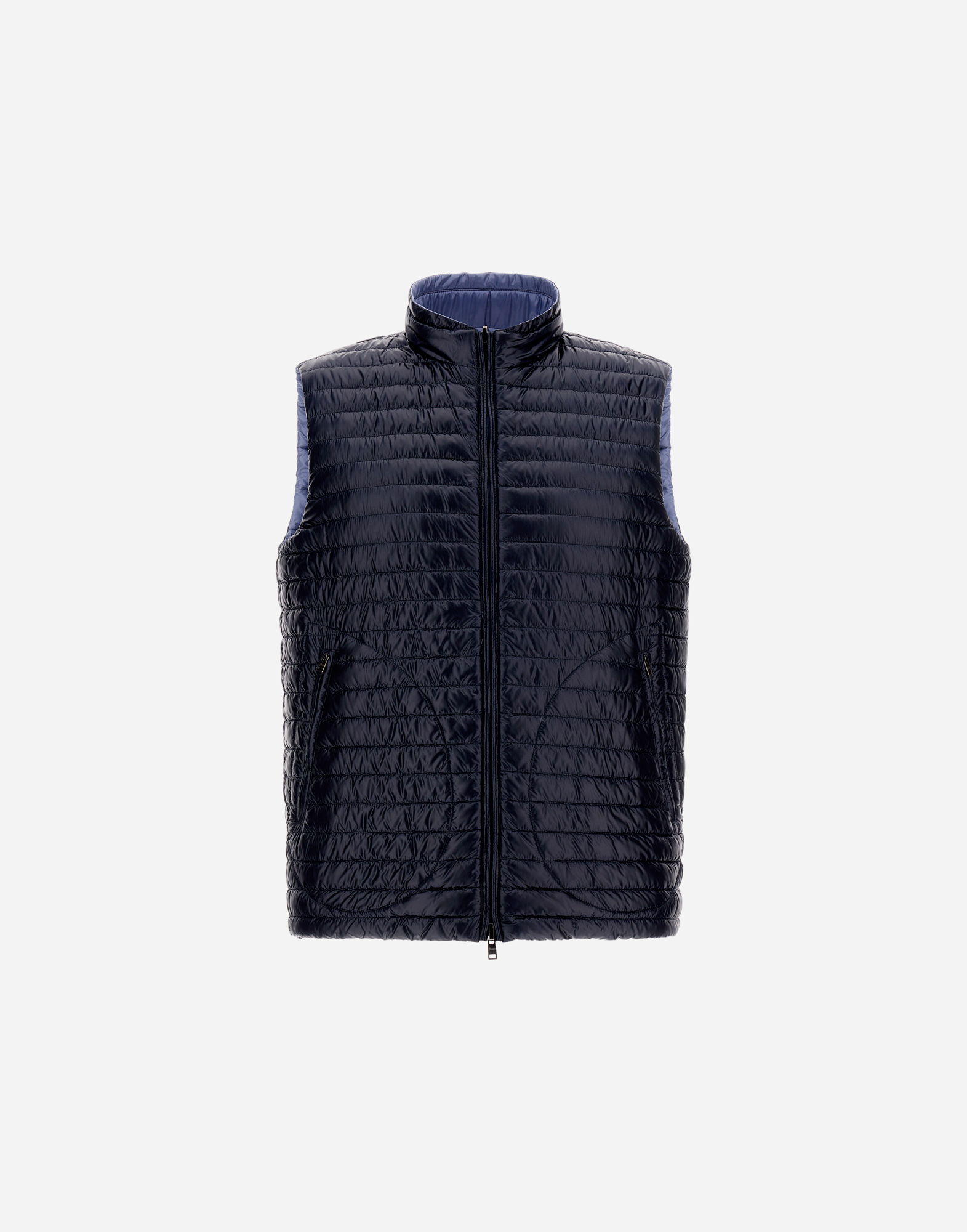 Herno Two-tone Reversible Nylon Ultralight Vest In Light Blue