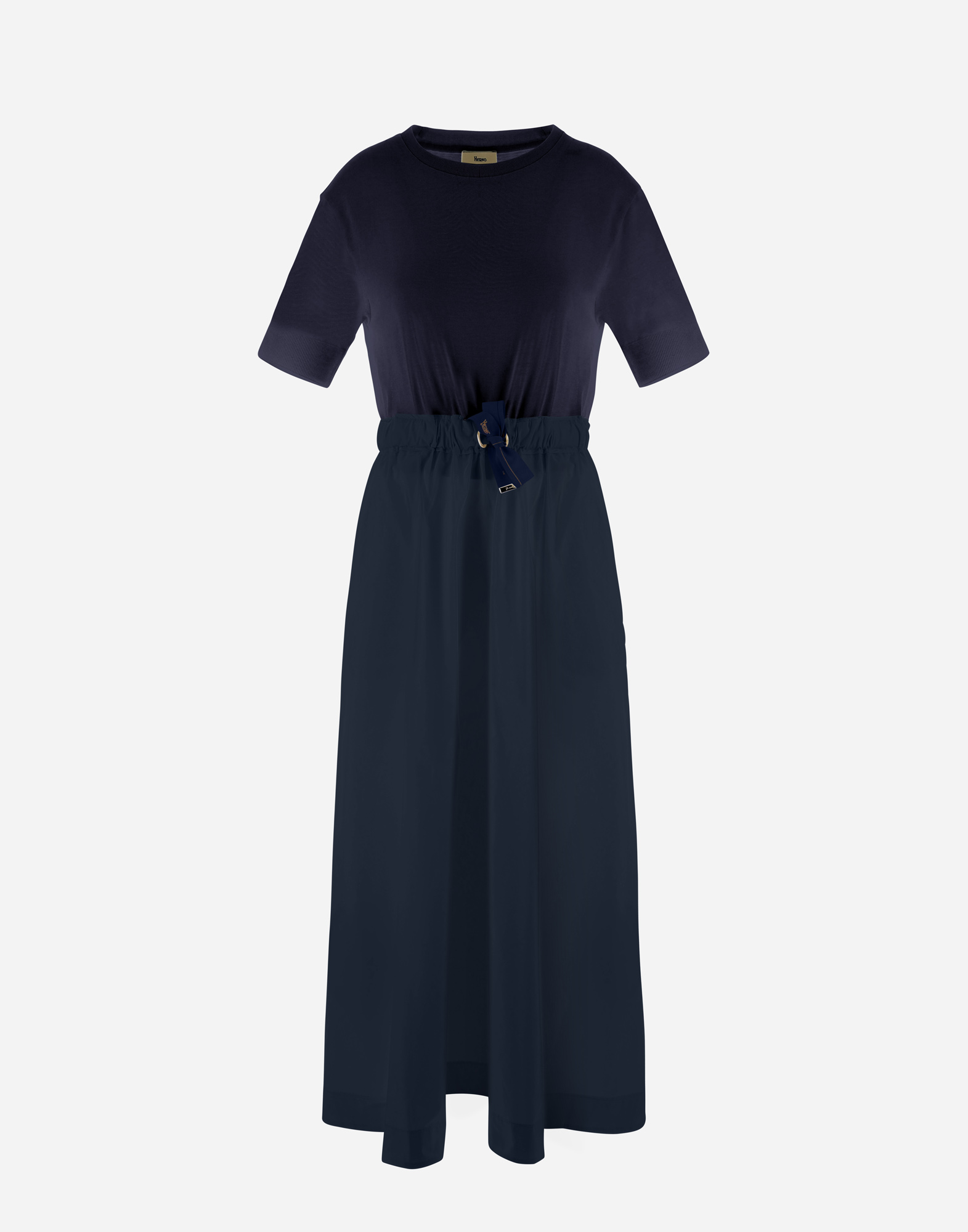 Herno Glam Knit Effect ＆ Techno Taffeta' ドレス In Navy Blue