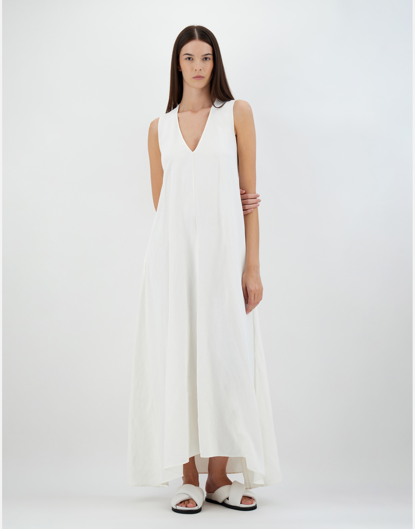Herno Light Viscose And Spring Lace Dress In White