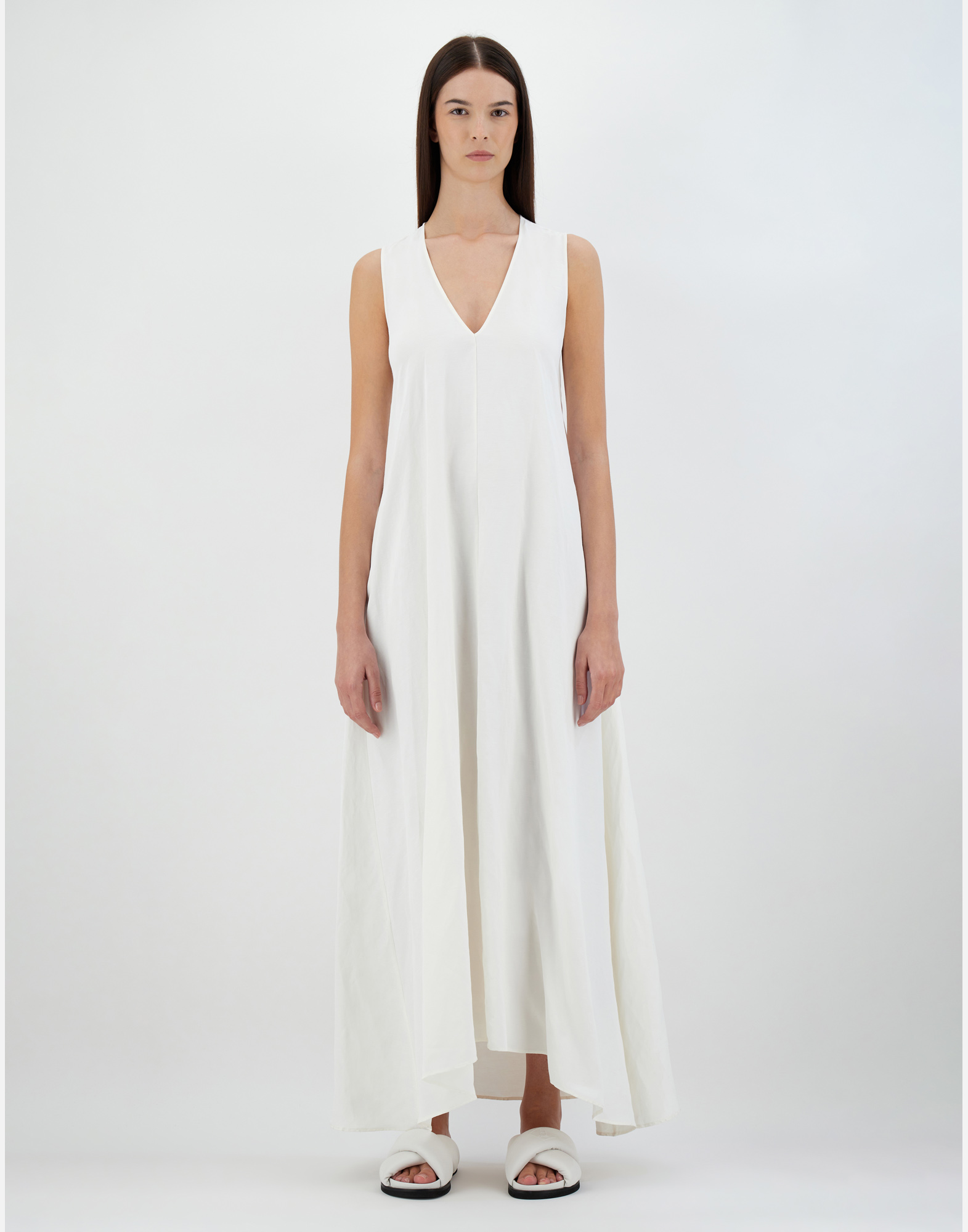 Herno Light Viscose And Spring Lace Dress In White