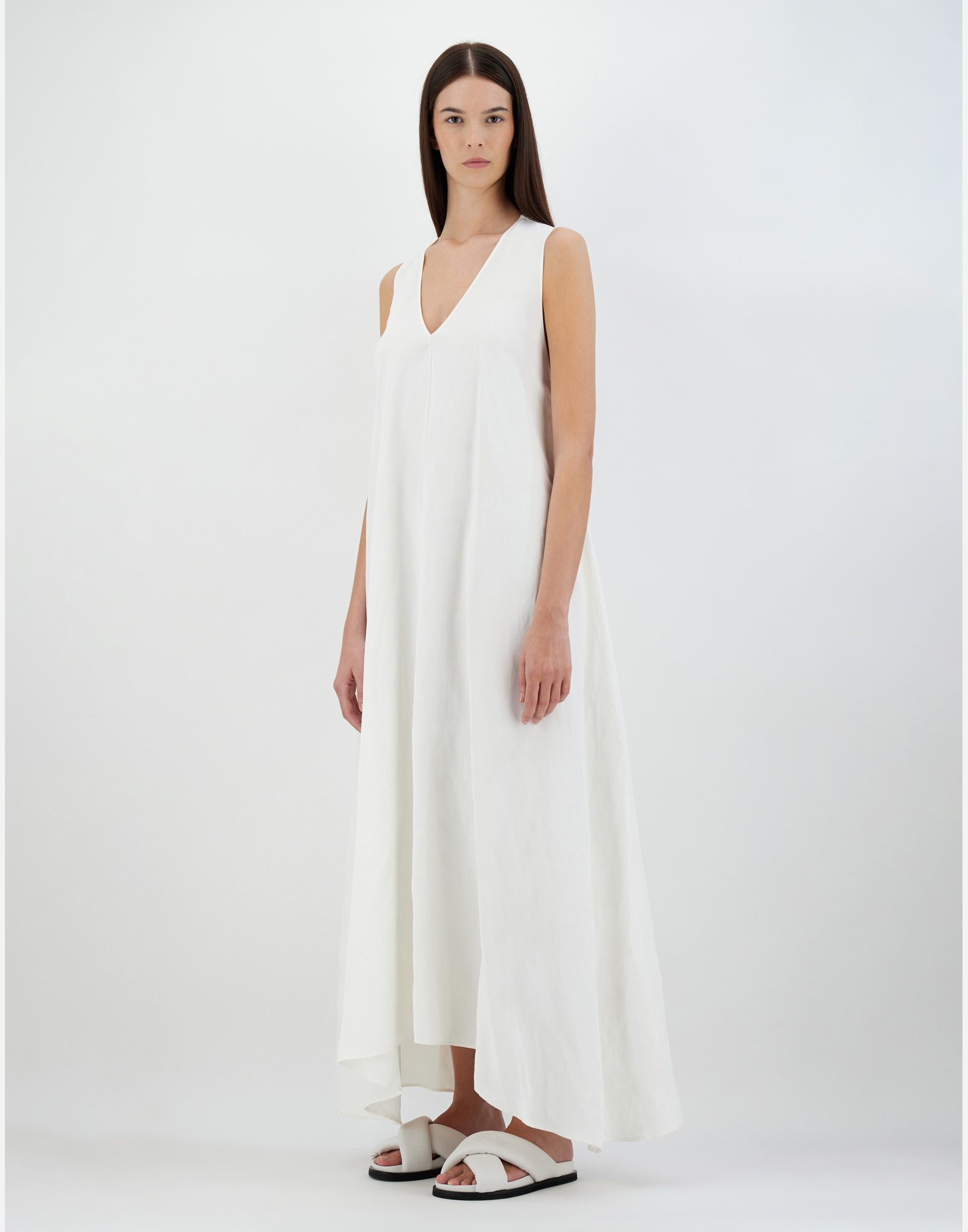 Herno Light Viscose And Spring Lace Dress In White
