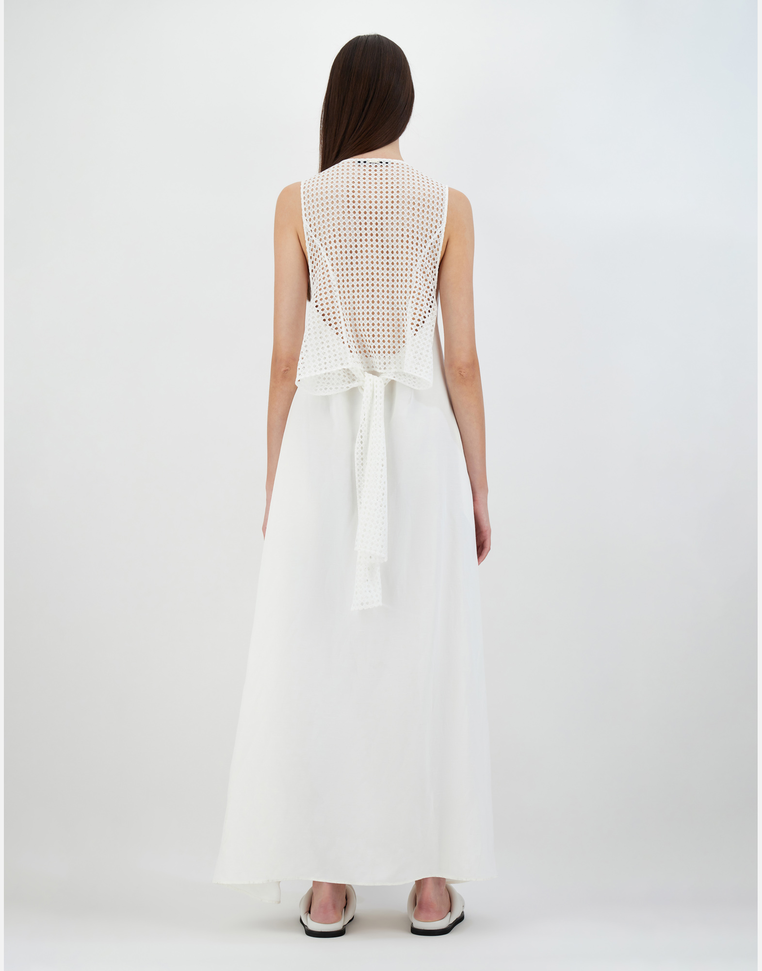 Herno Light Viscose And Spring Lace Dress In White