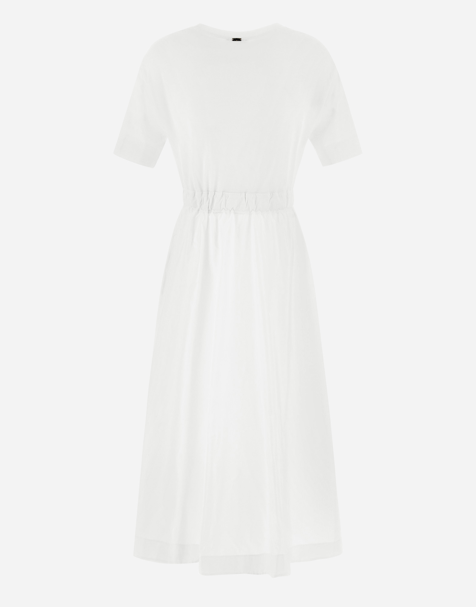 Herno Dress In Glam Knit Effect And Techno Taffeta In White