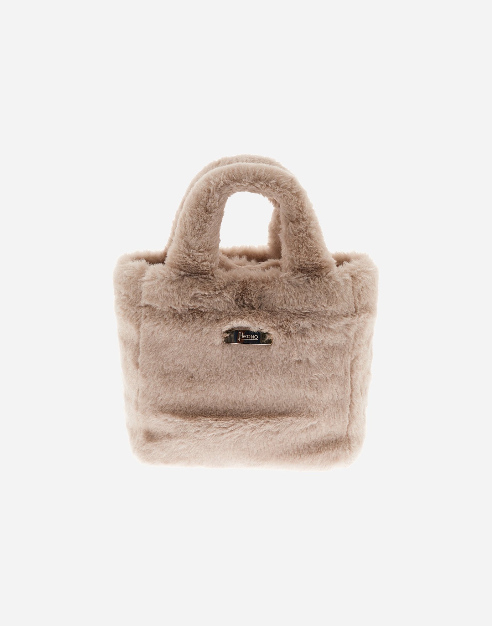 Herno Bag In Soft Alternative Fur And Nylon Chamonix In White