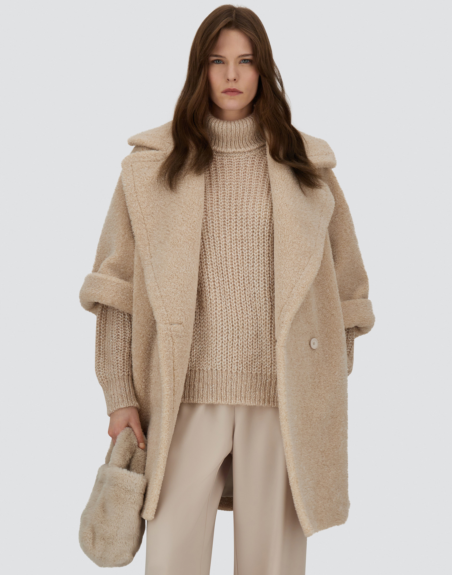 Herno Bag In Soft Alternative Fur And Nylon Chamonix In White
