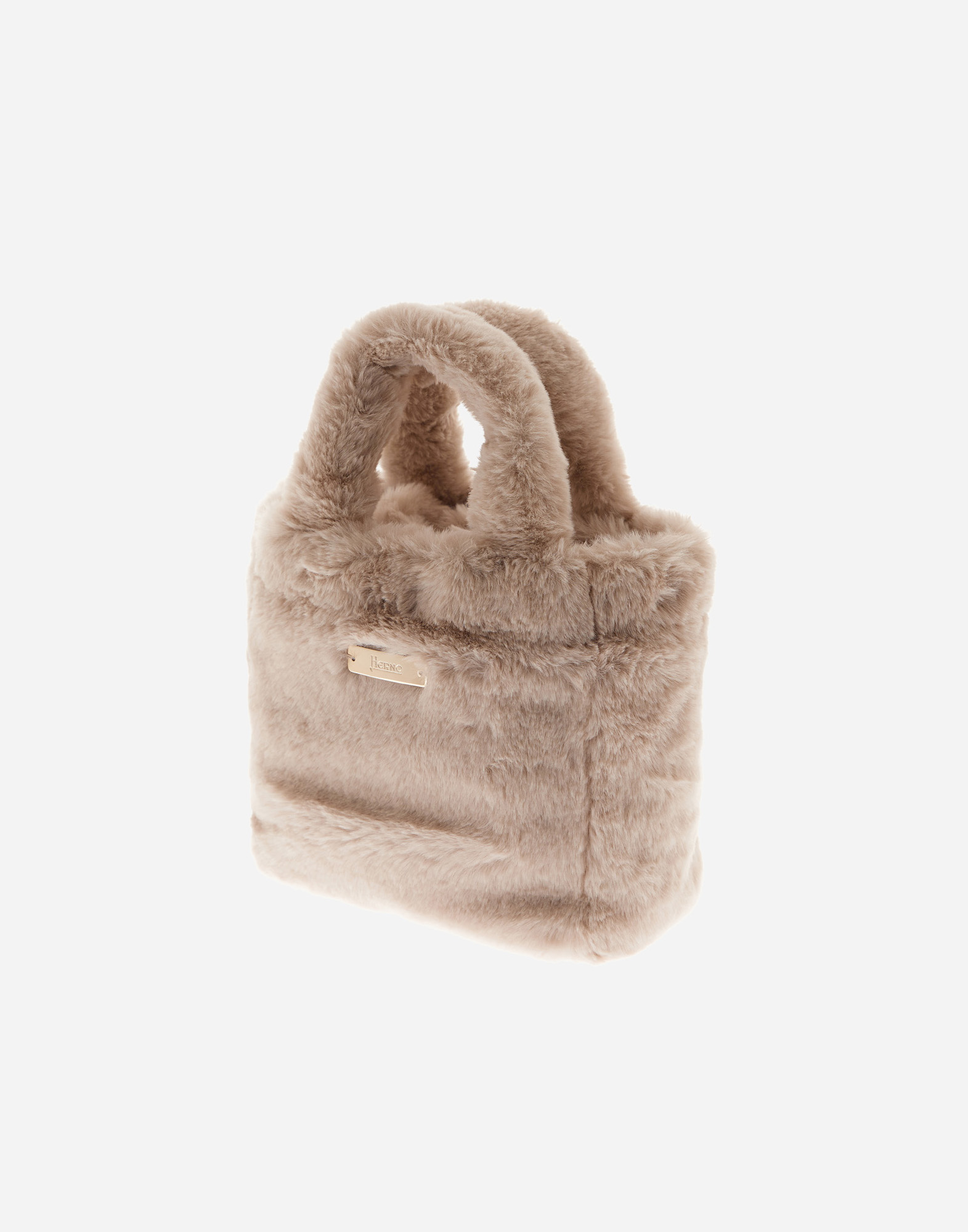 Herno Bag In Soft Alternative Fur And Nylon Chamonix In White
