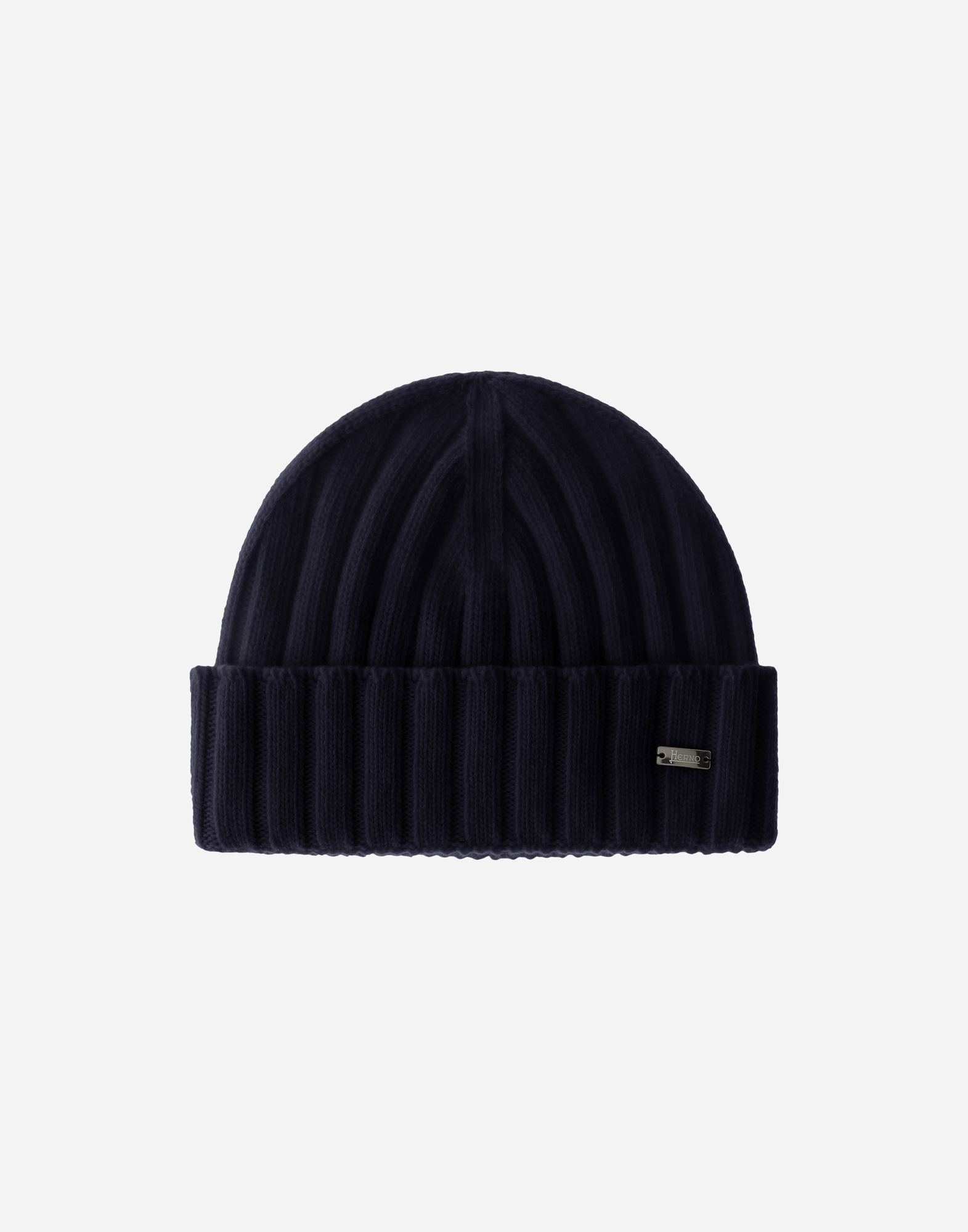 Herno Resort Beanie In Infinity Wool Rib In Navy Blue