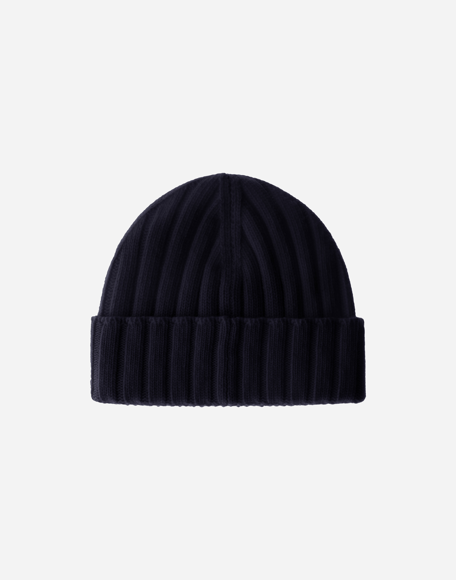 Herno Resort Beanie In Infinity Wool Rib In Navy Blue