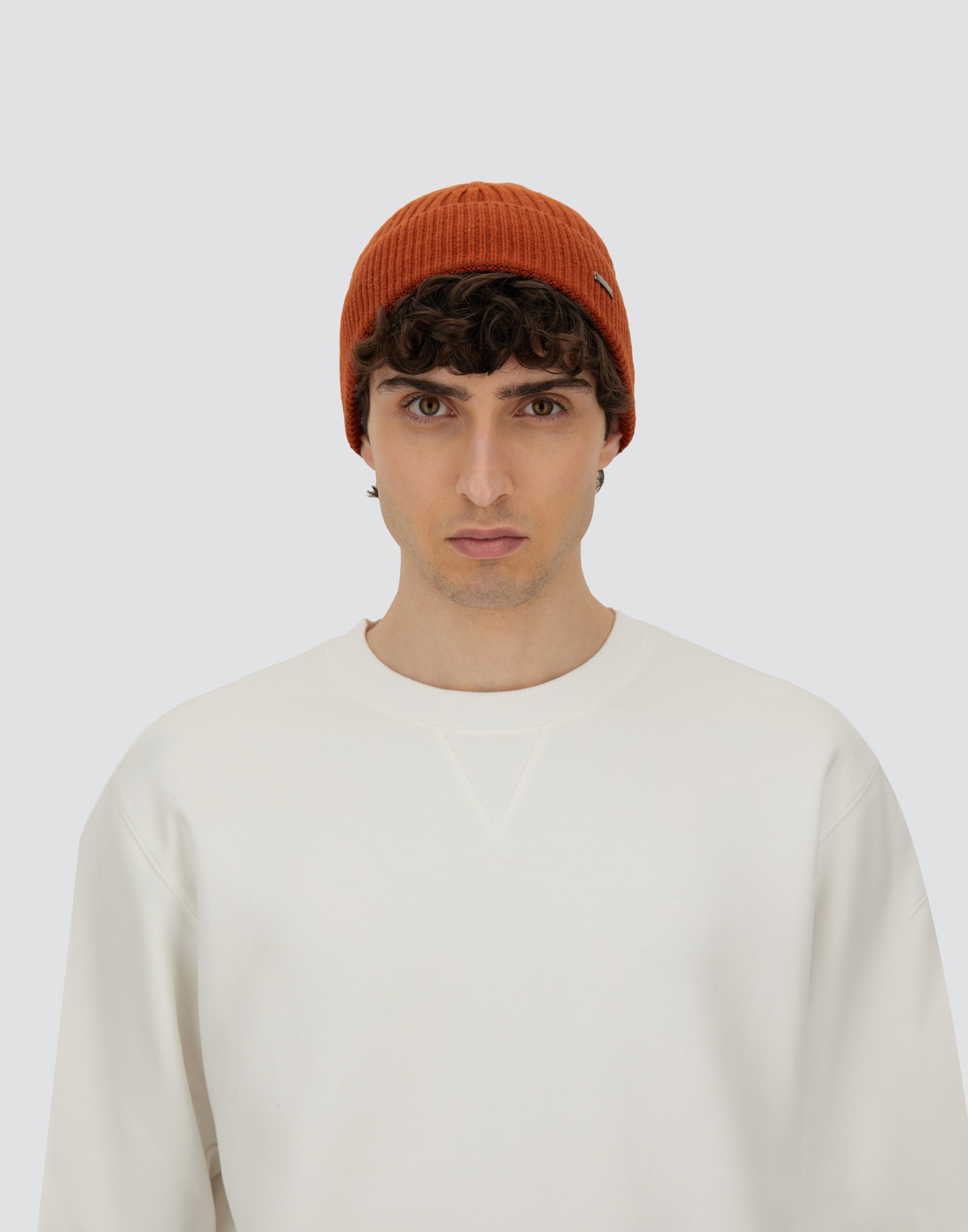 Herno Beanie In Double Rib Wool In Brown
