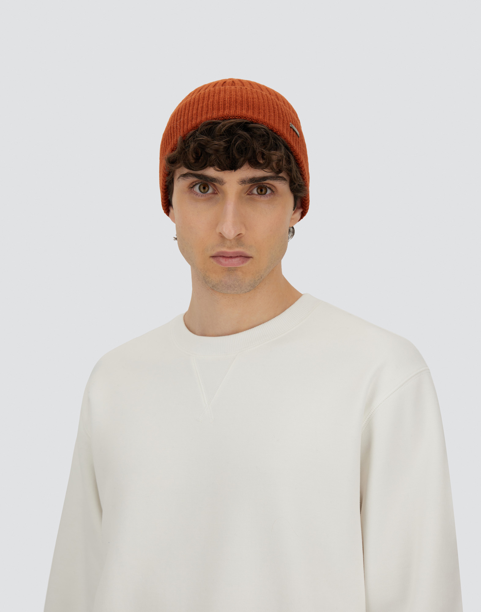 Herno Beanie In Double Rib Wool In Brown