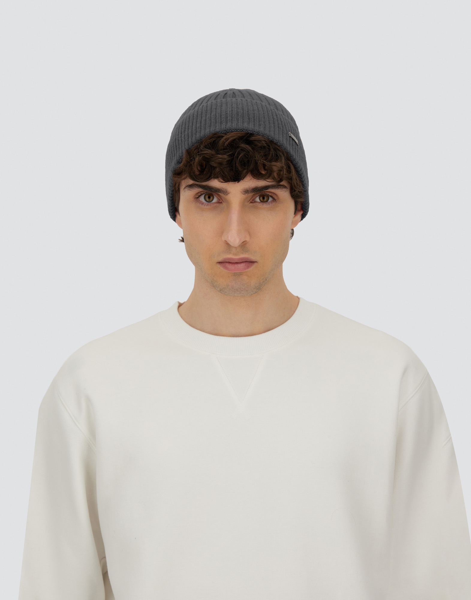 Herno Beanie In Double Rib Wool In Gold
