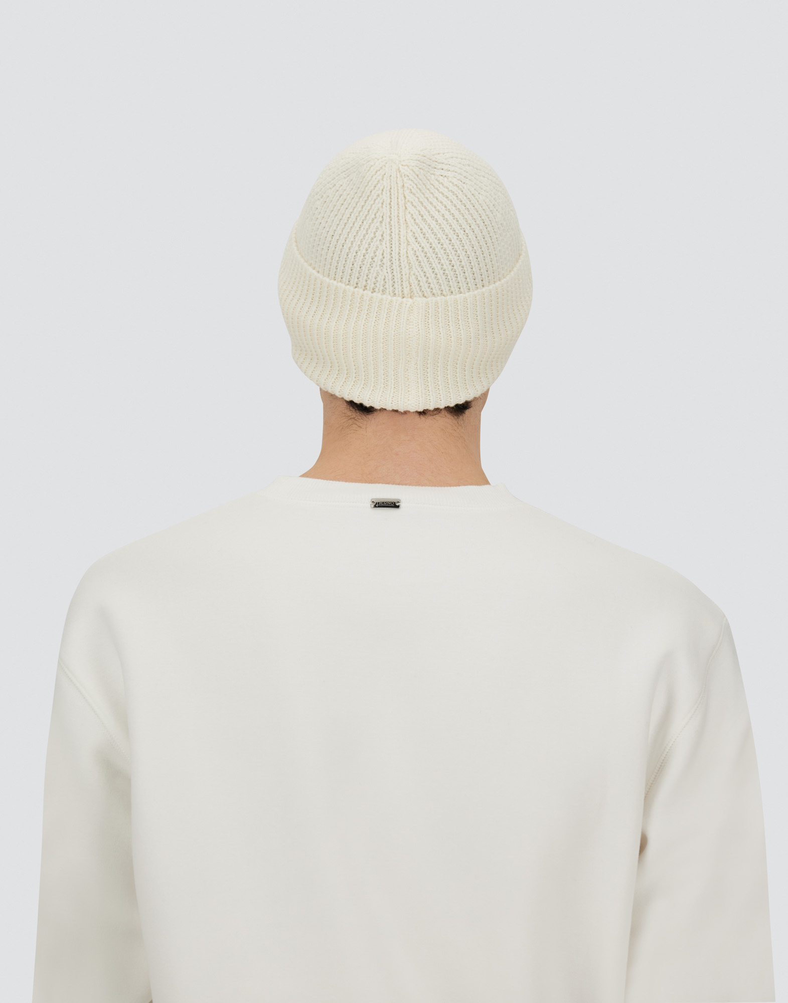 Herno Beanie In Ribbed Merino Wool In White