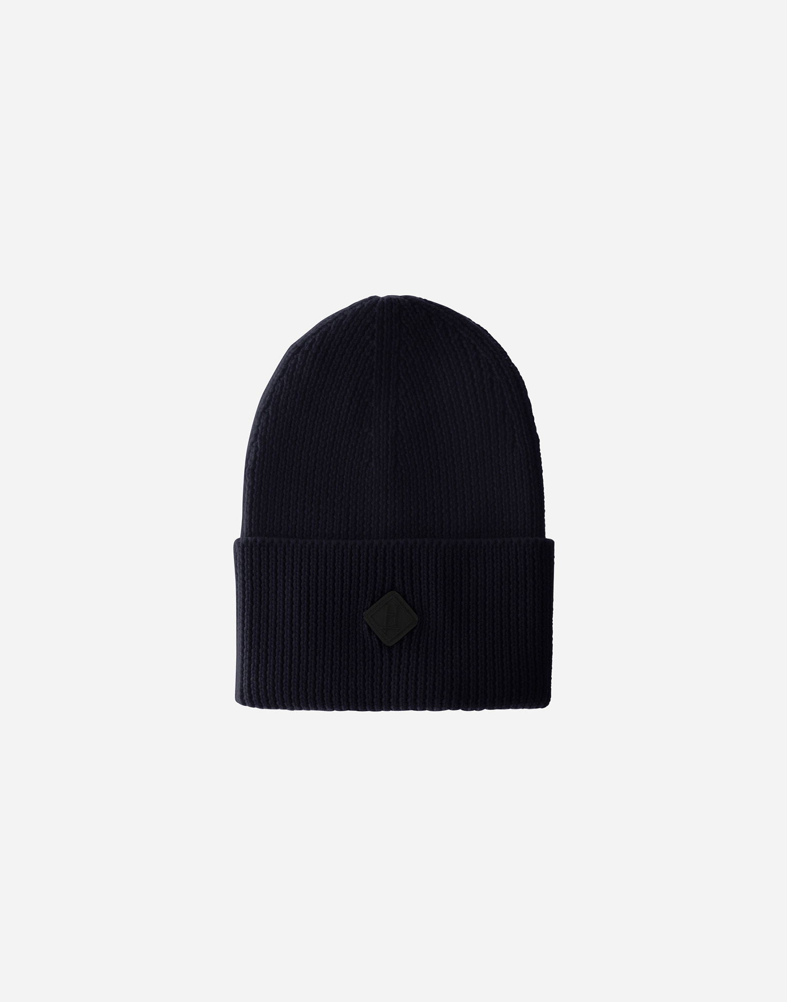 Herno Beanie In Ribbed Merino Wool In Black