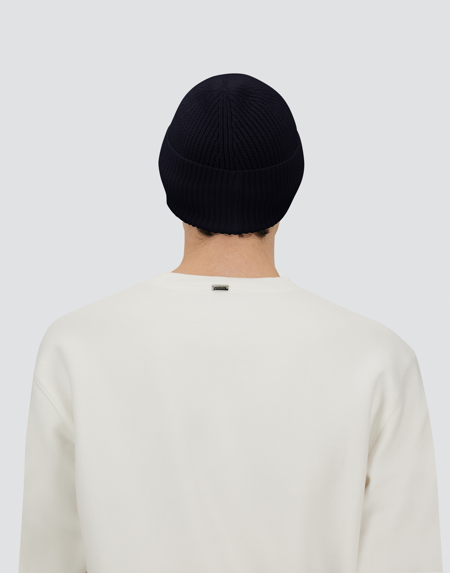 Herno Beanie In Ribbed Merino Wool In Black