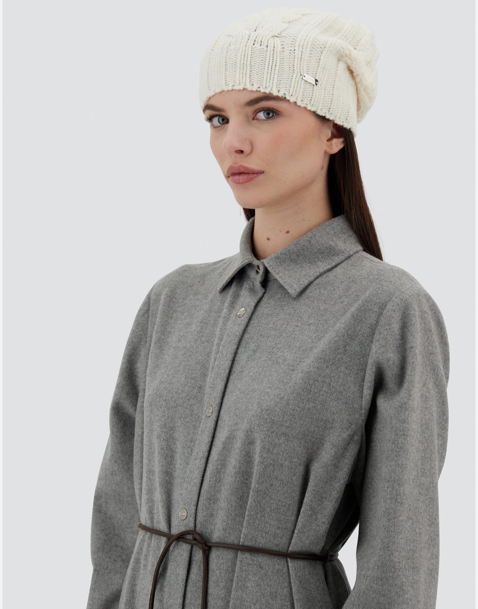 Shop Herno Resort Beanie In Infinity Braid In White