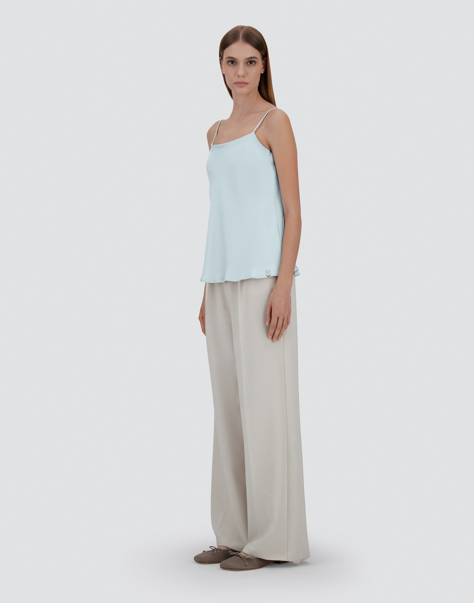 Herno Embossed Tank With Flared Hem In Light Blue