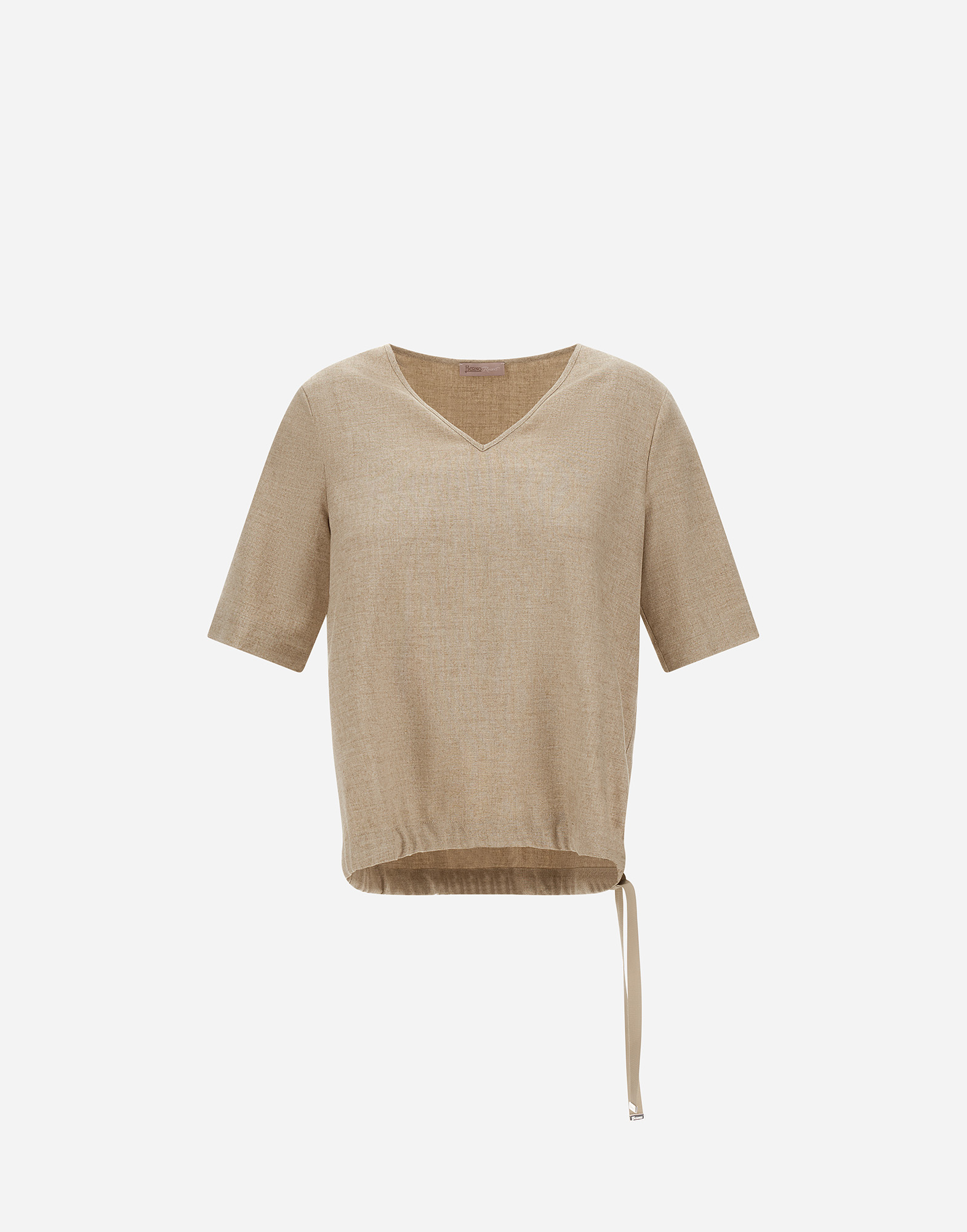 Herno Resort T-shirt In Melange Flannel In Neutral