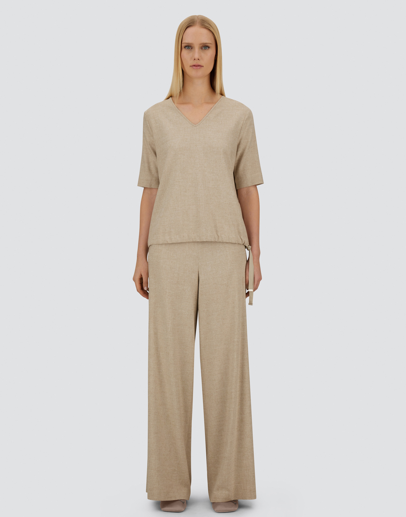 Herno Resort T-shirt In Melange Flannel In Neutral