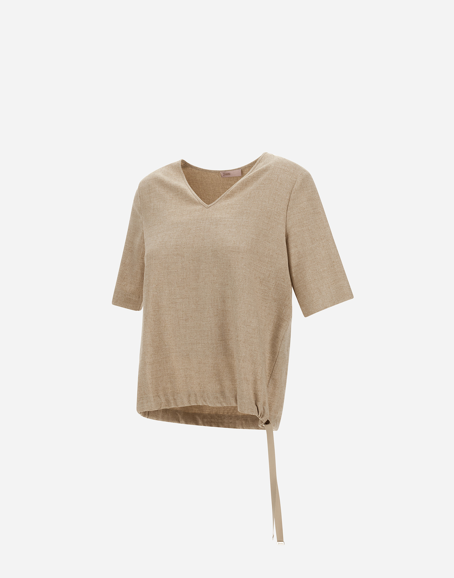 Herno Resort T-shirt In Melange Flannel In Neutral